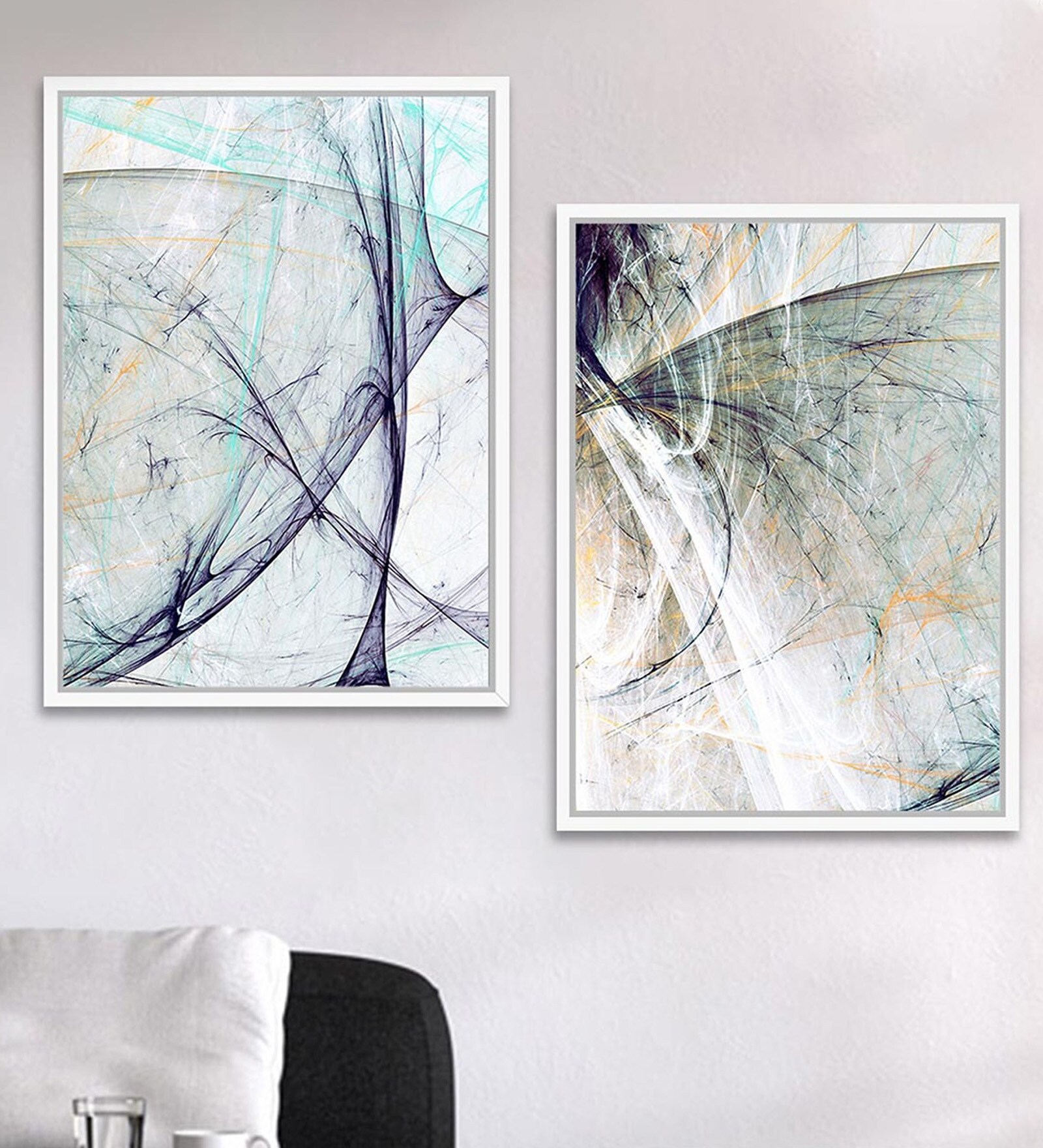 Art Street Canvas Painting Set of 2 Black & White Portrait Theme Wall Art Painting with Wooden Frame