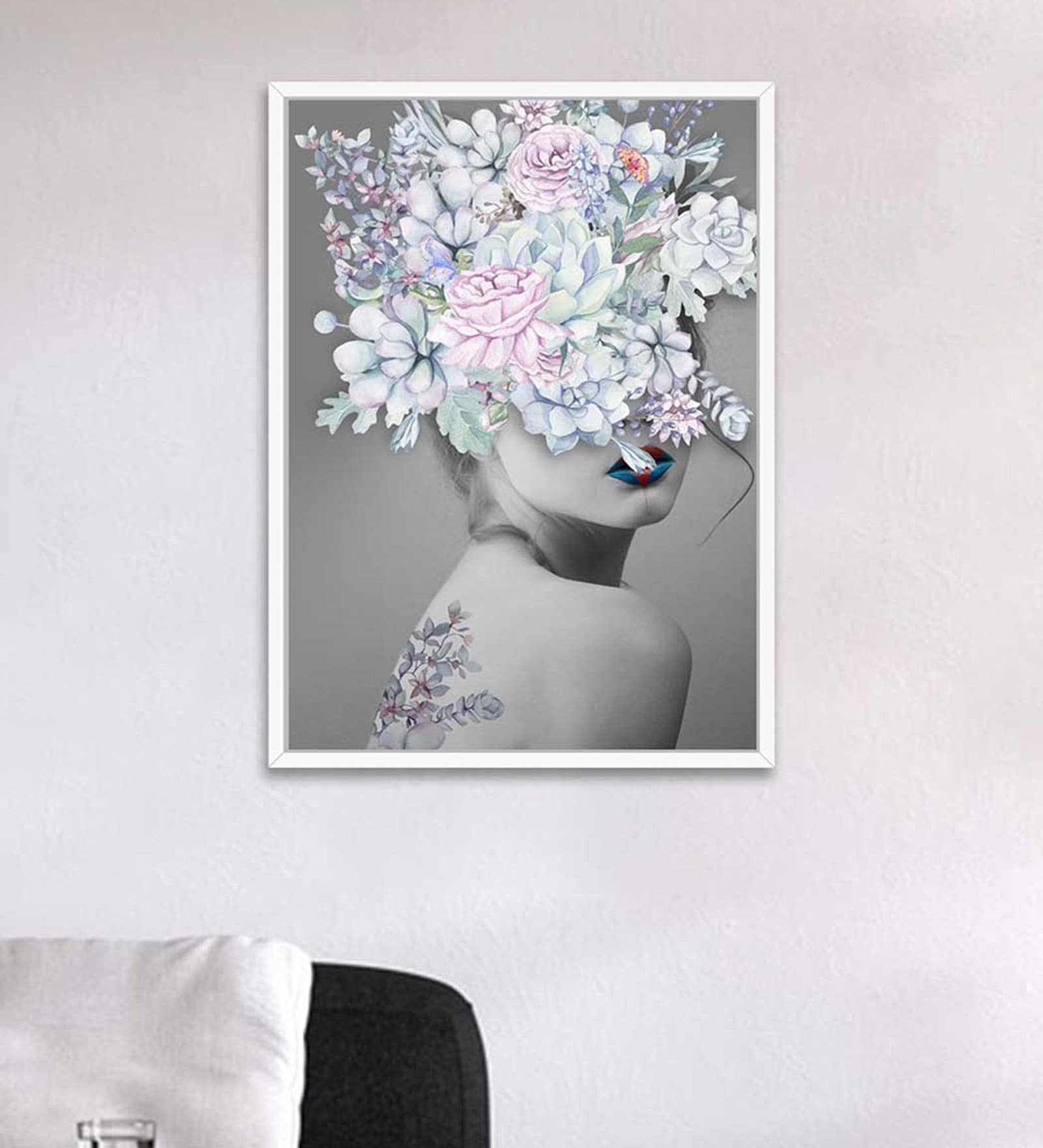 Art Street Canvas Painting Set of 2 Lady Portrait Wall Art Painting with Wooden Frame
