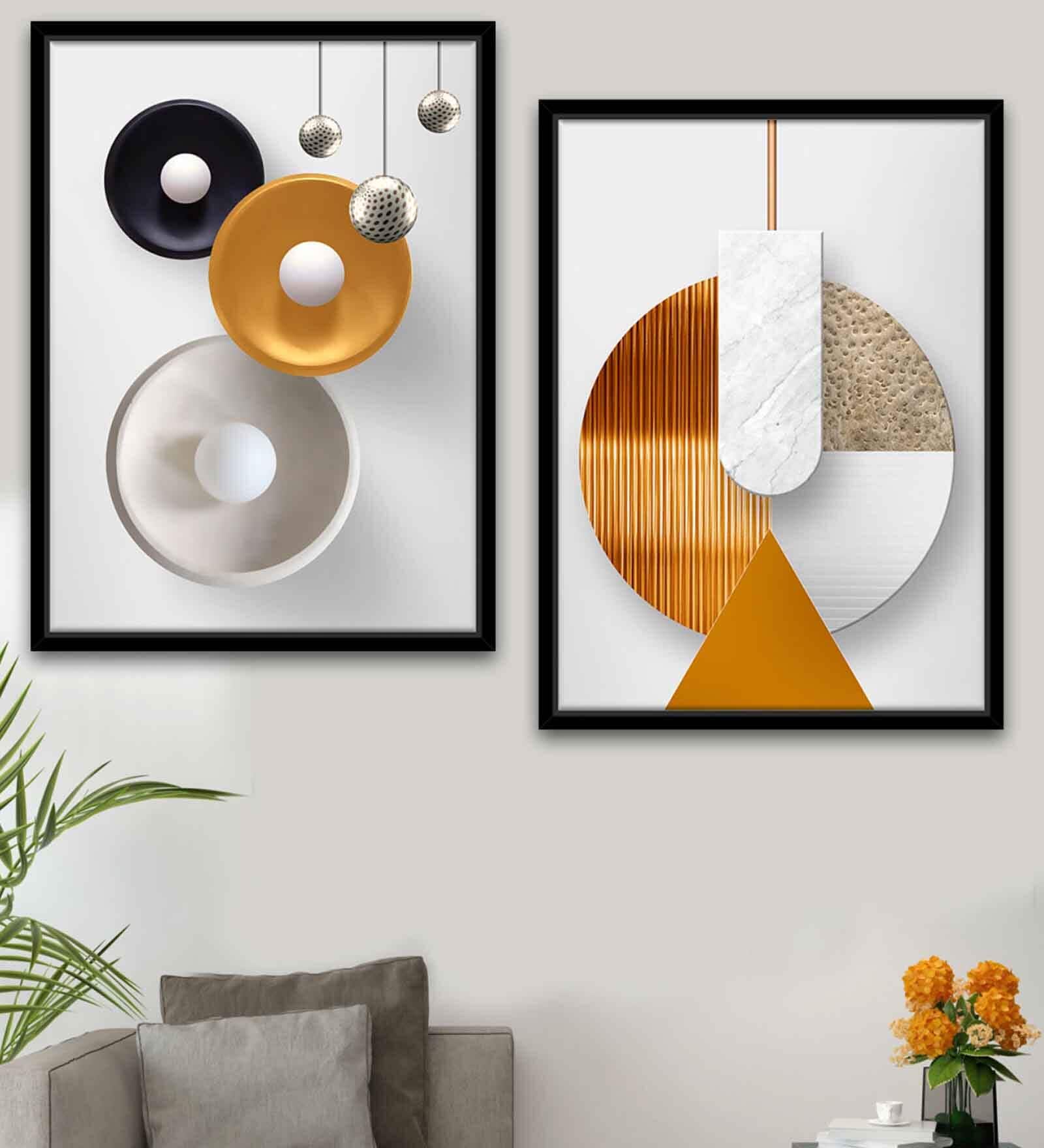 Decorative Images Gold Canvas Framed Wildlife Art Print Set of 2