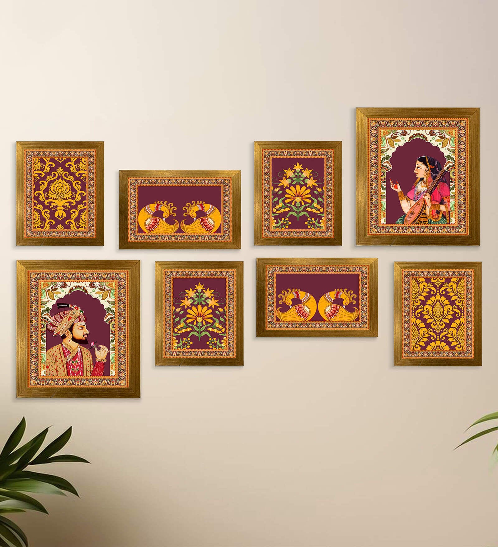 Art Street Indian folk wall Art Royal Prince with Queen Palace Painting For Home Decor