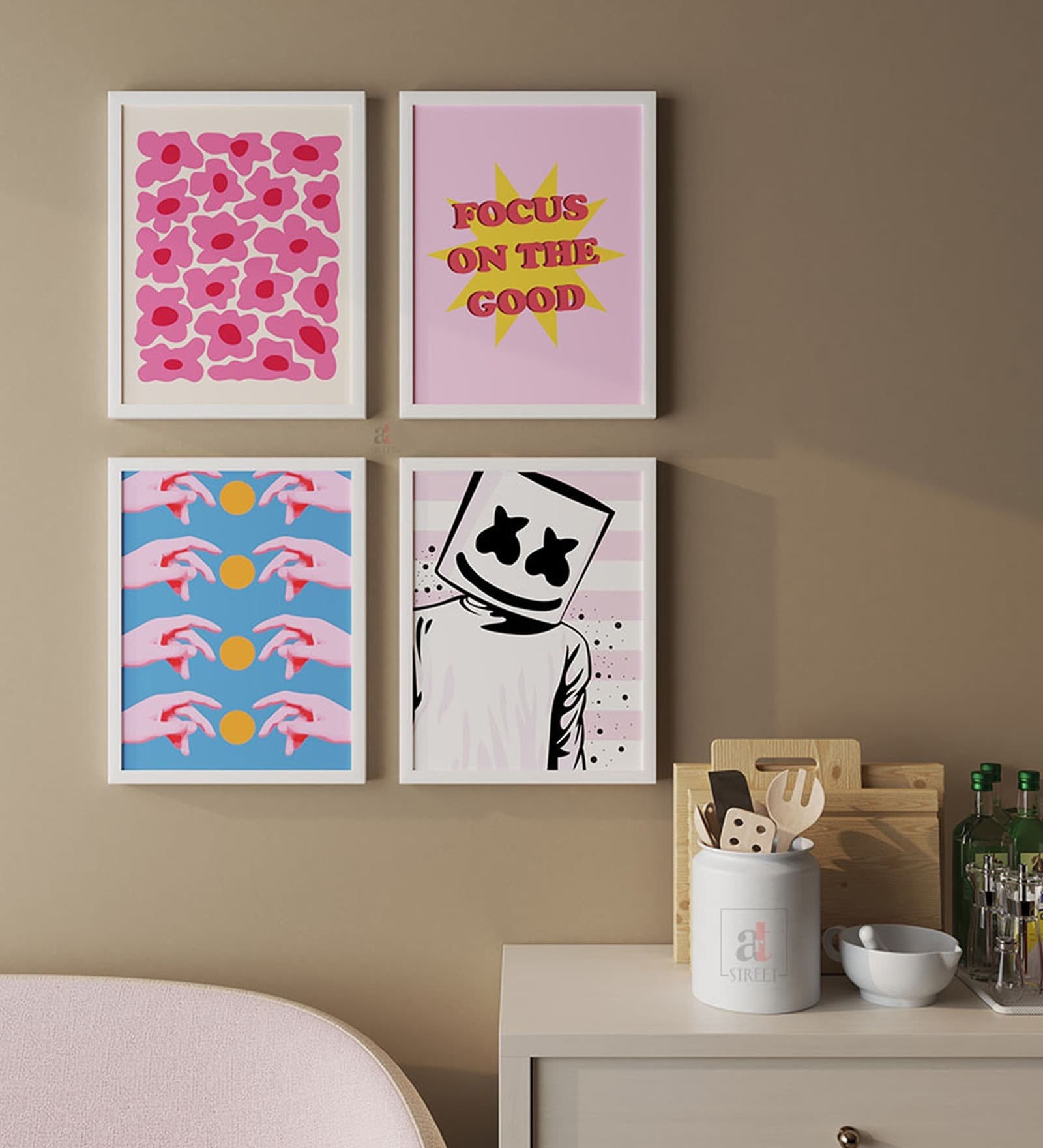 Art Street Motivational Poster Focus On the Good Art Prints For Wall D cor Art Posters For Home Decoration (Set Of 4, 13x17 Inch)