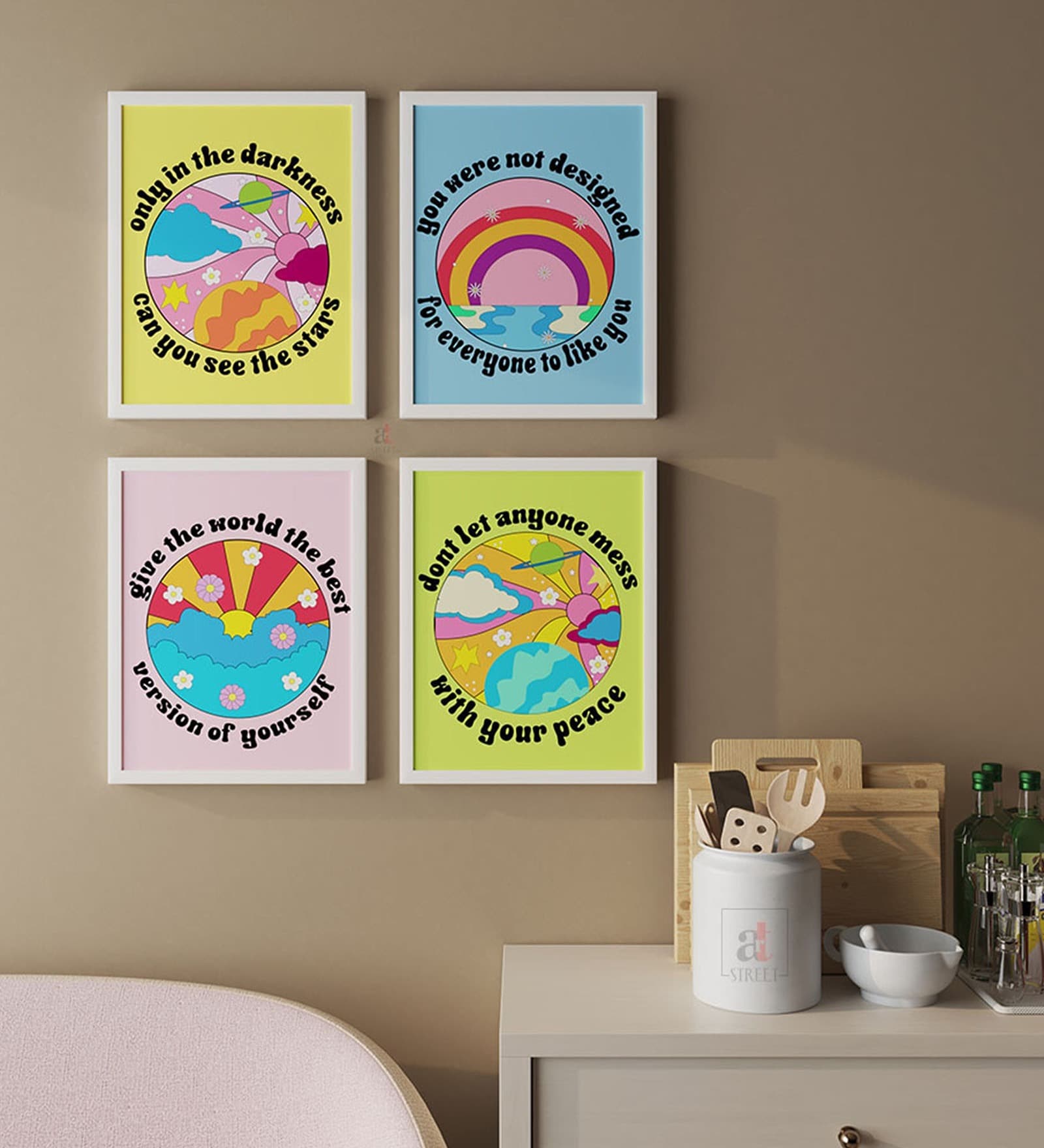 Art Street Motivational Poster Give the Best Version of yourself to the world Art Prints For Wall D cor Art Posters For Home Decoration (Set Of 4, 13x17 Inch)