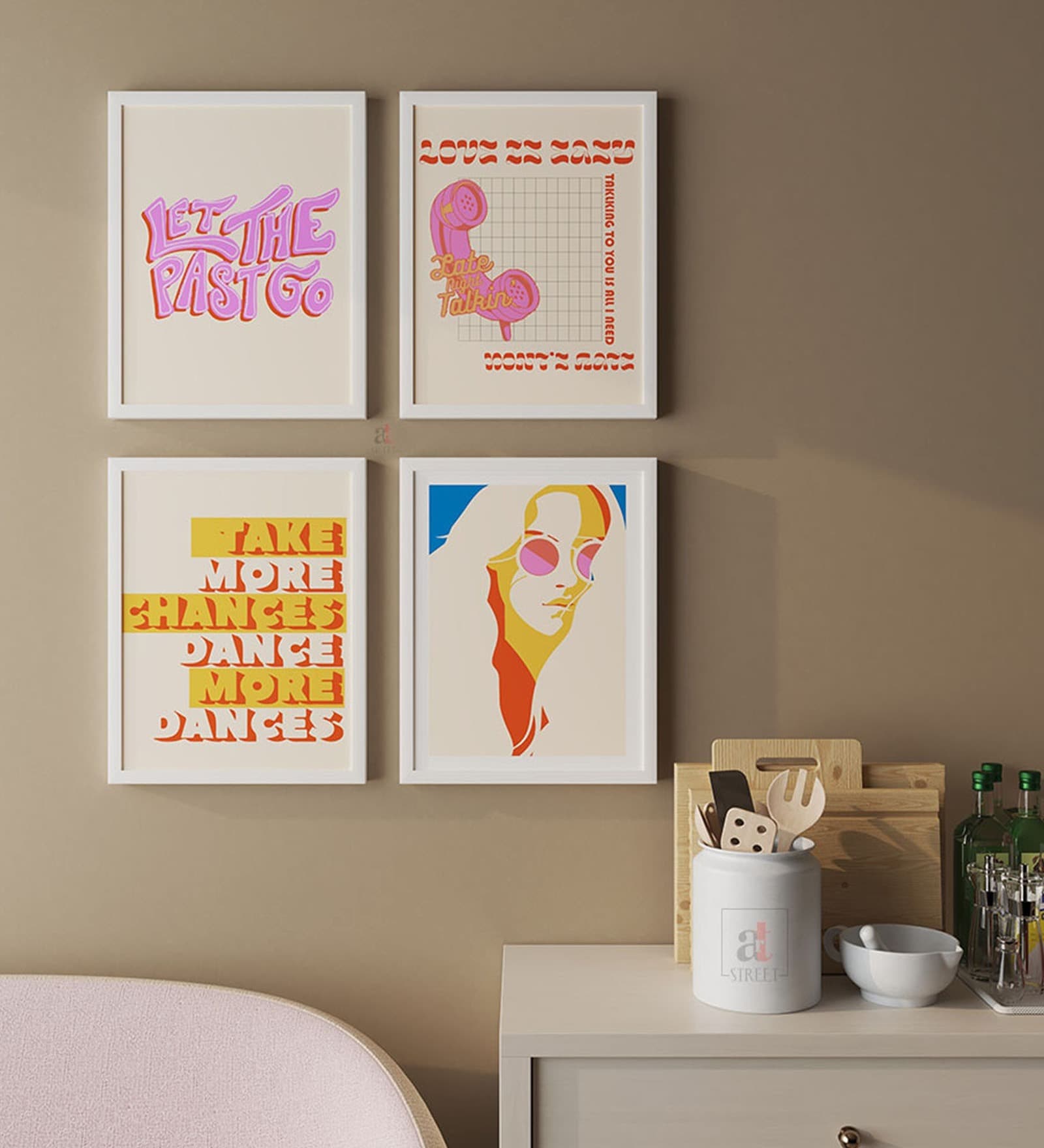 Art Street Motivational Poster Let The Past Go Art Prints For Wall D cor Art Posters For Home Decoration (Set Of 4, 13x17 Inch)
