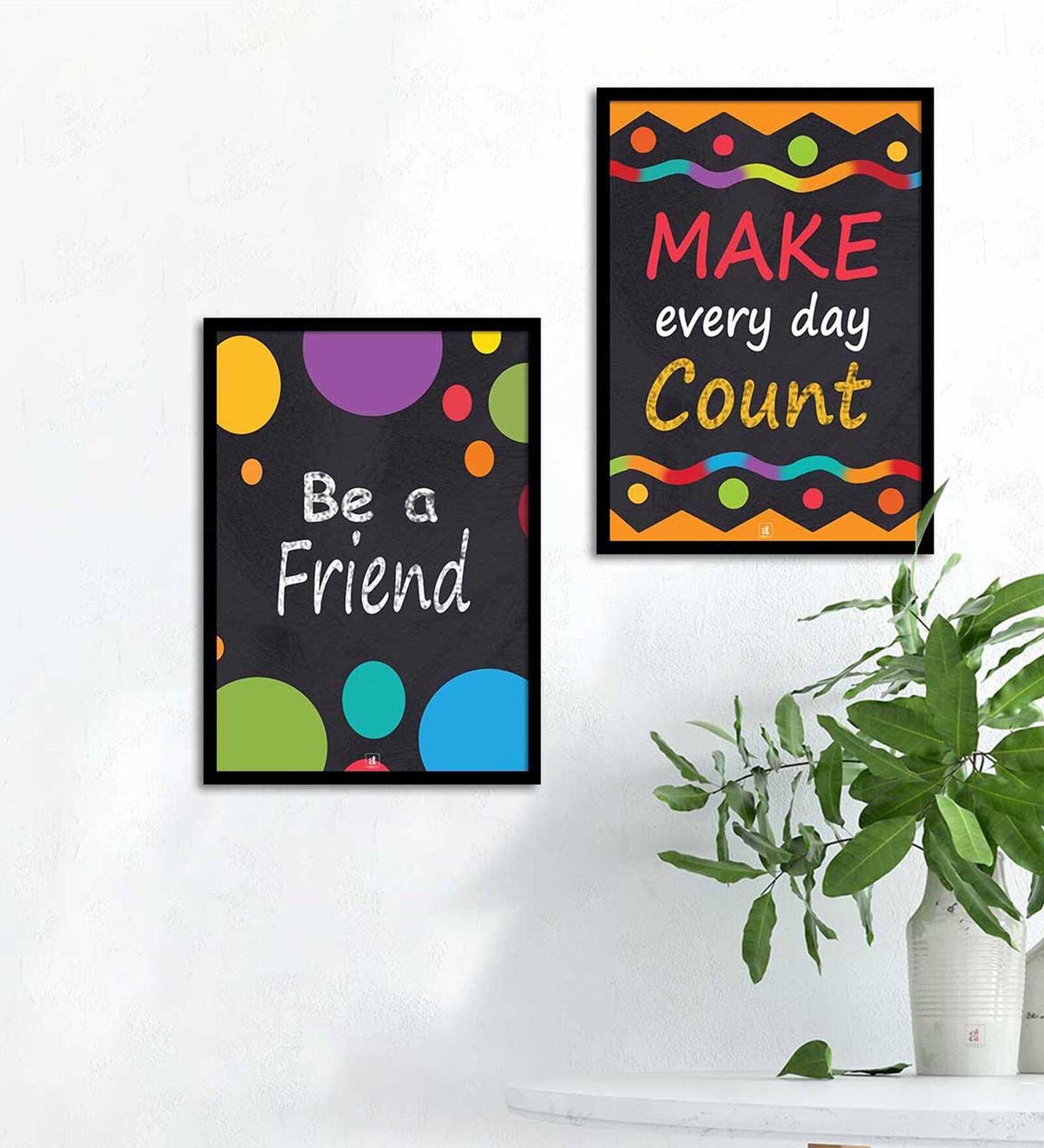 Art Street Set of 2 Motivational Art Prints Be a Friend Wall Art