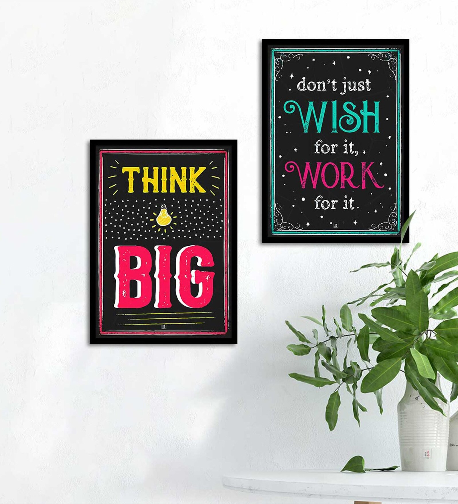 Art Street Set of 2 Motivational Art Prints Think Big Wall Art for Room D cor