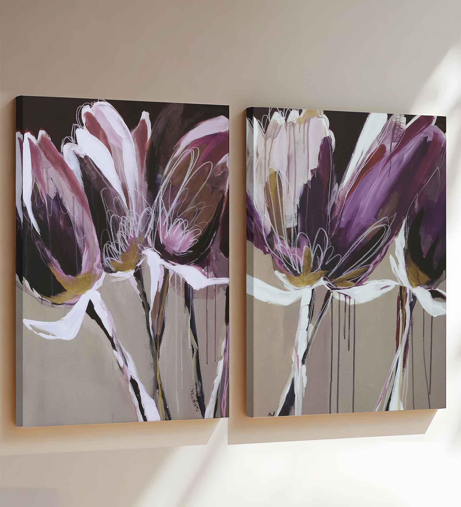 Art Street Set of 2 Rustic Dancing Figure Stretched Canvas Print for Home d cor