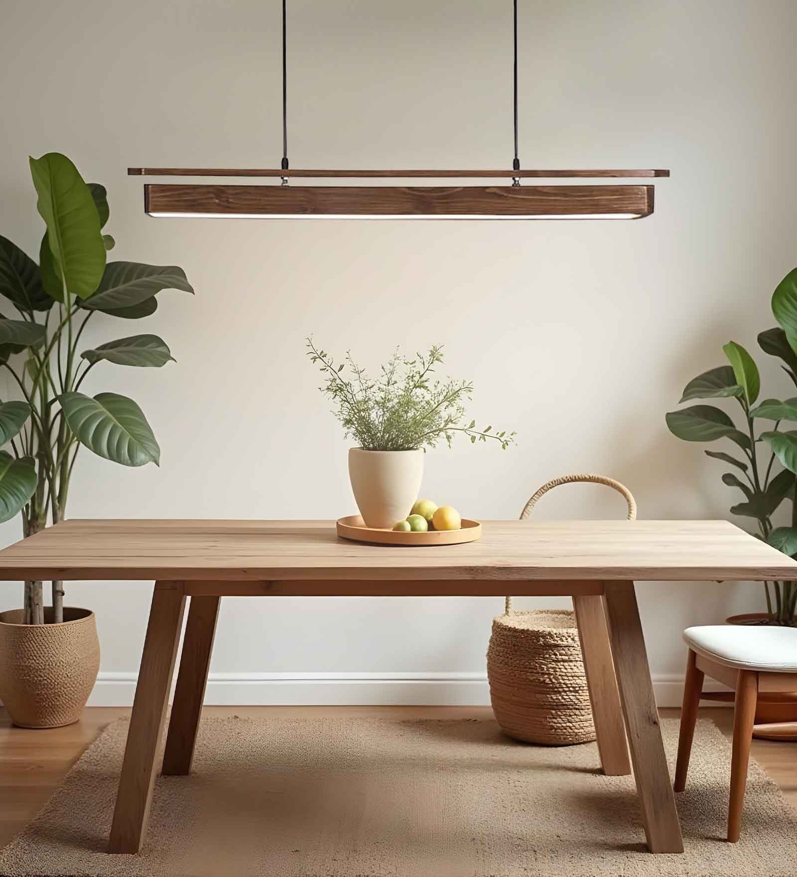 ArtDeco 48 Brown Solid Wood Linear LED Hanging Light