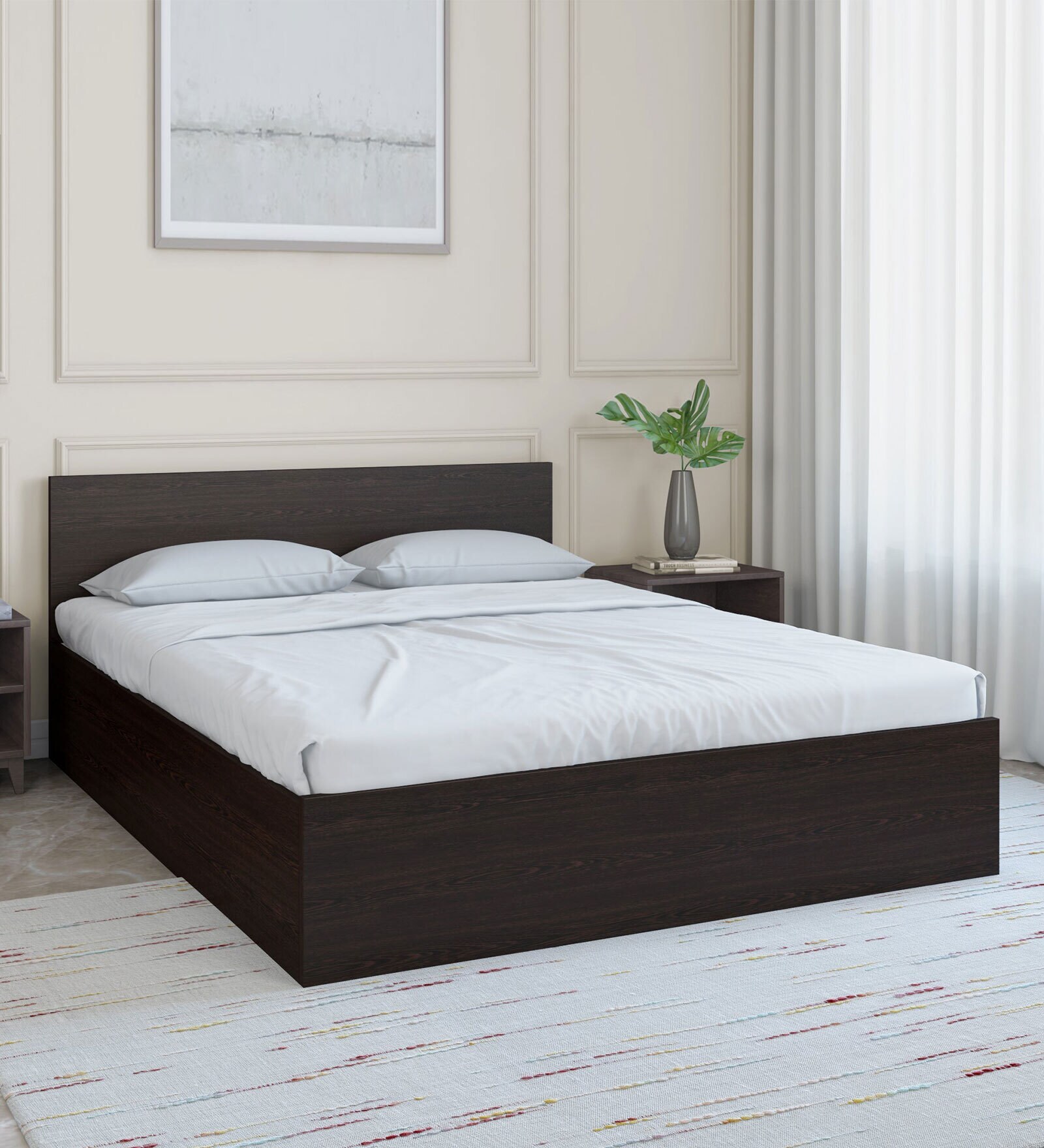 Arthur King Size Bed in Wenge Finish with Box Storage