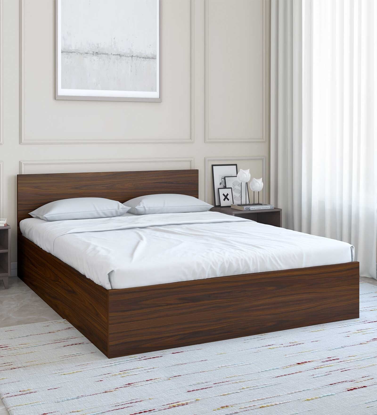 Arthur Queen Size Bed in Walnut Finish with Box Storage