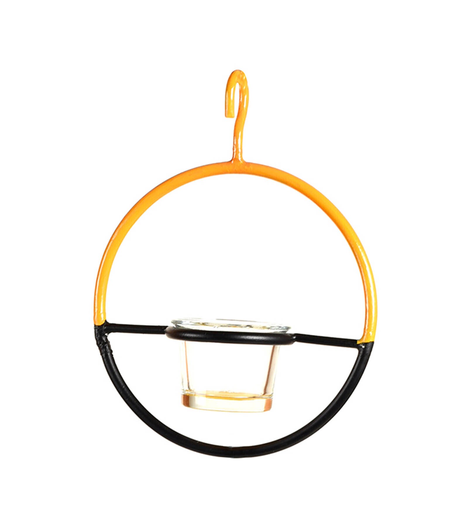 Artic Yellow & Black Metal Hanging Bird Feeder
