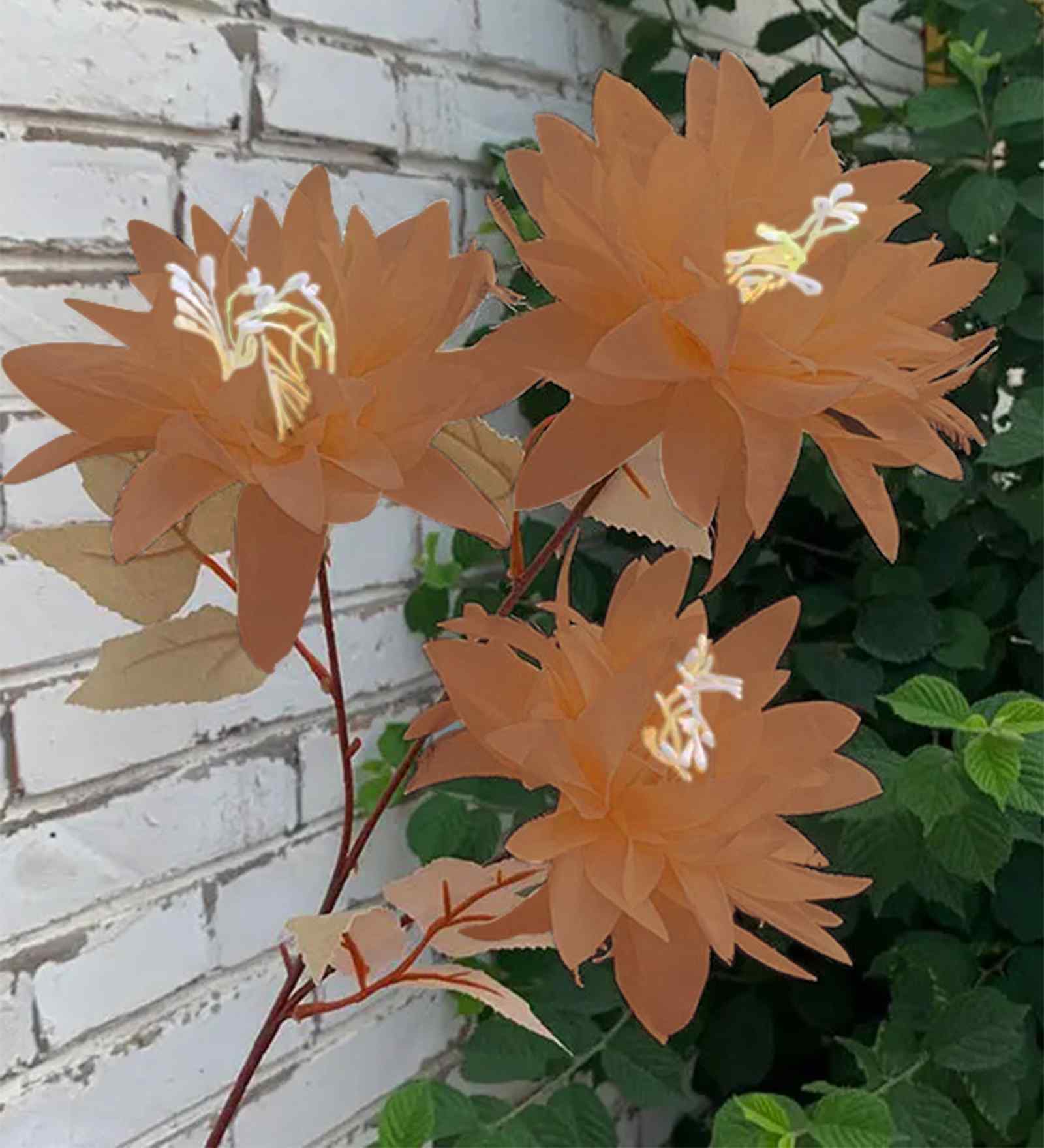 Set Of 2 Brown Plastic 2 Sticks Dahlia Artificial Flowers