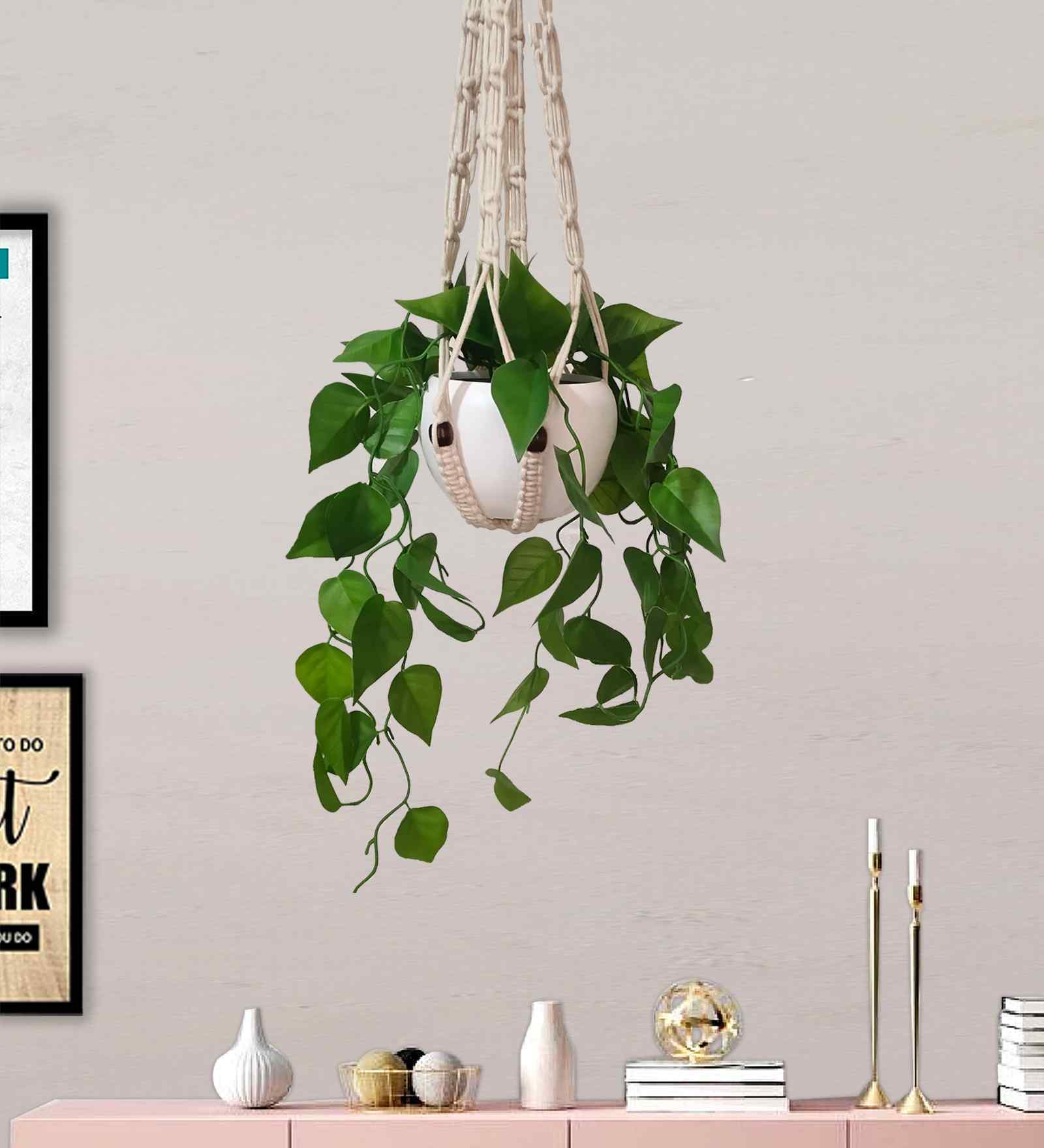 Set Of 2 Green Plastic Vine Plant Leaves Artificial Plants