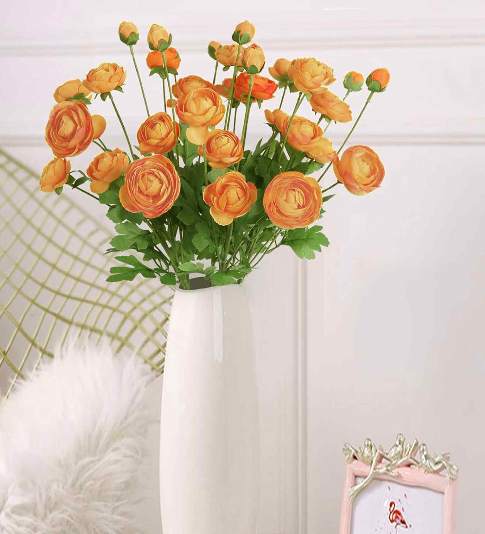 Red Plastic 3 Sticks Faux Fake Artificial Flowers