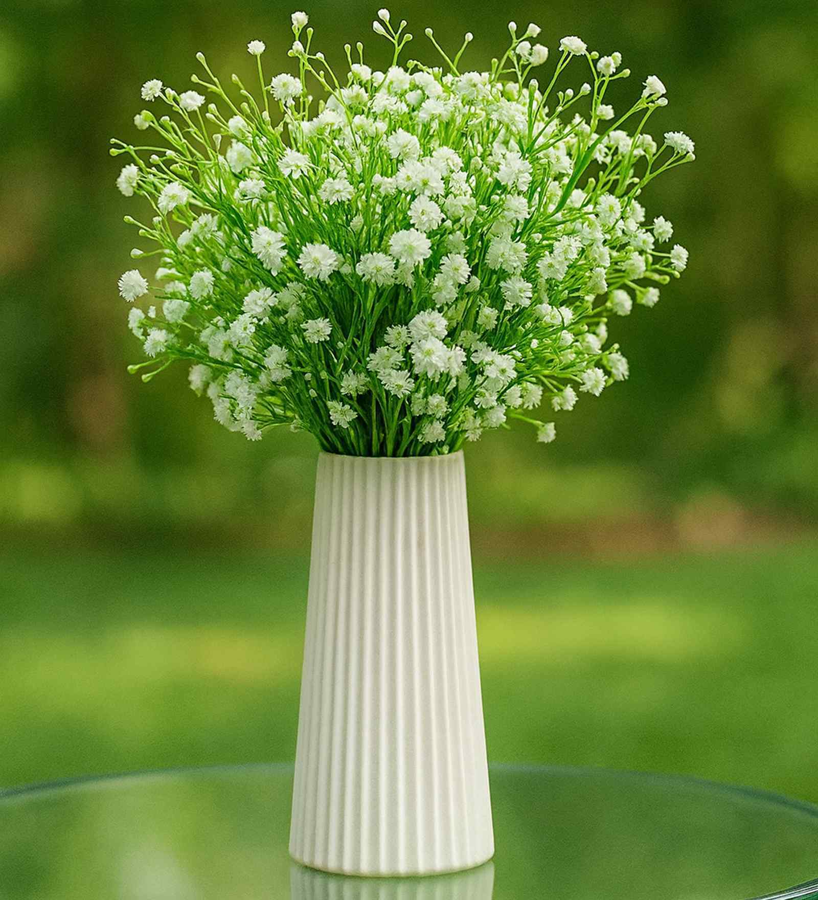 Set Of 4 White Plastic Silk Faux Artificial Plants