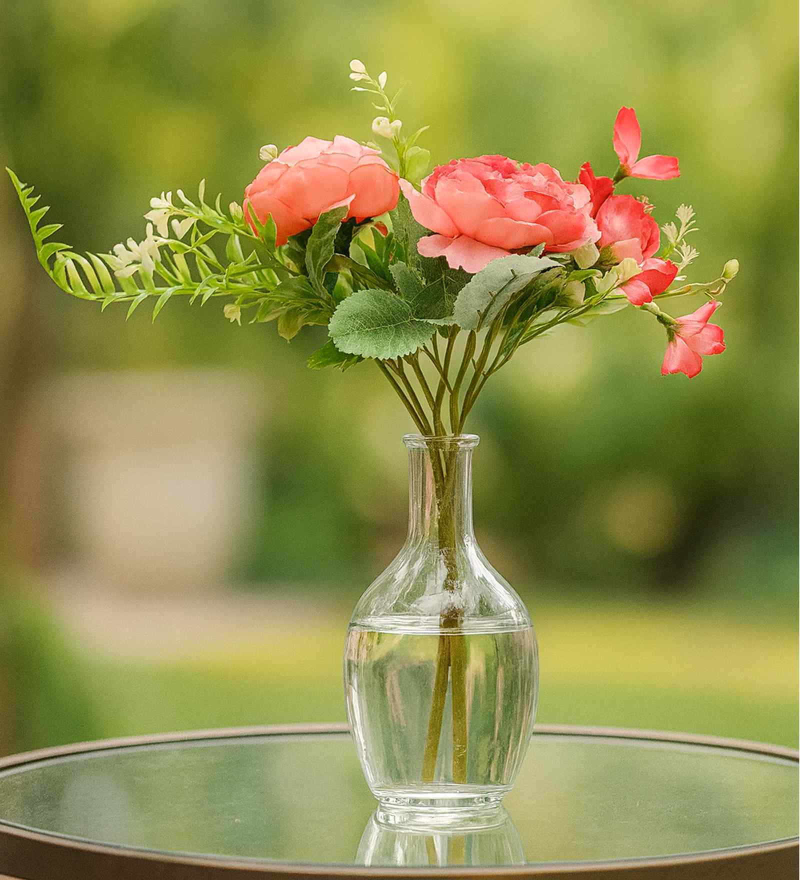 Set Of 3 Pink Plastic Silk Faux Artificial Flowers