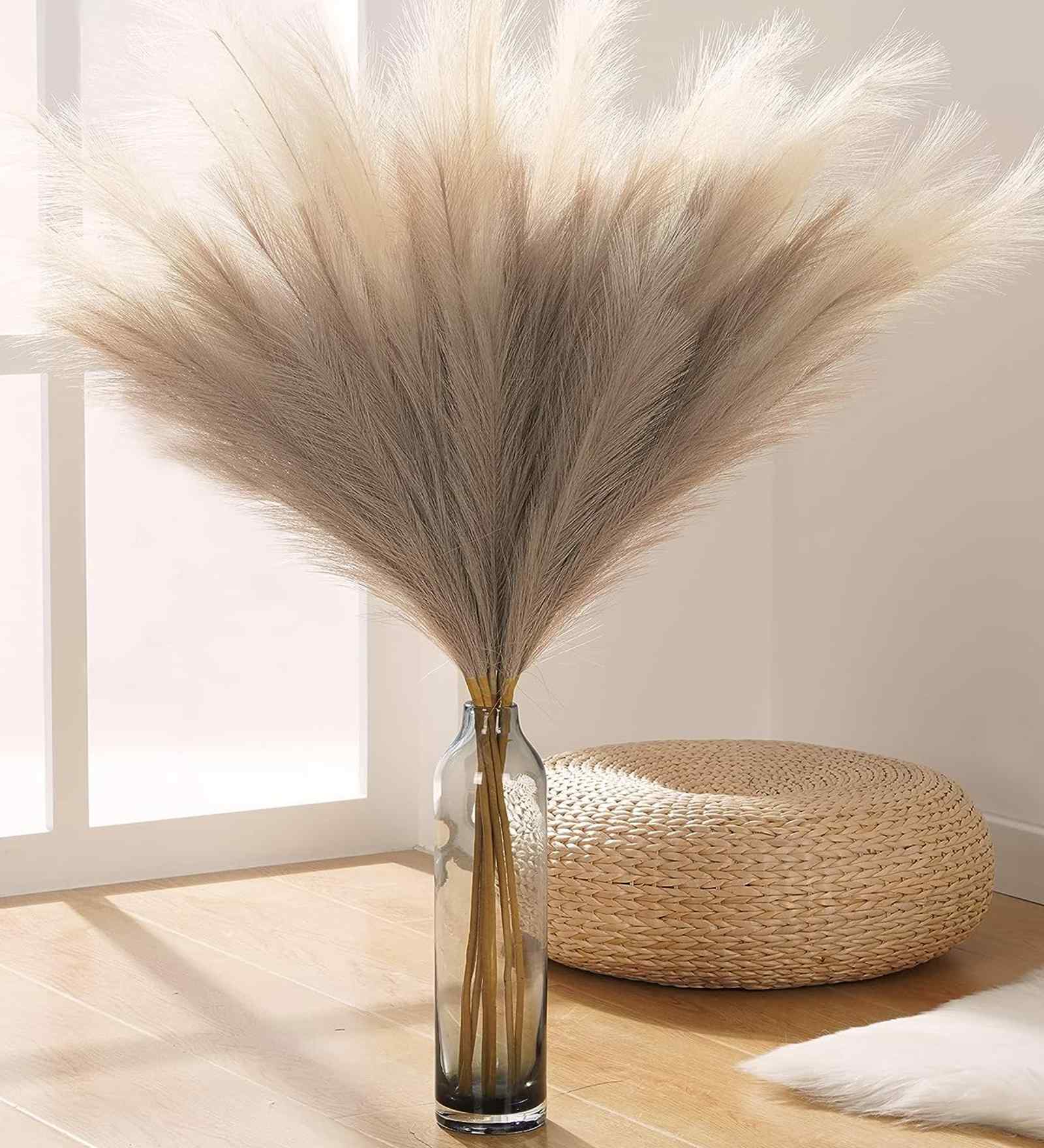 Set Of 6 Multicolor Plastic Pampas Grass Sticks Artificial Flowers