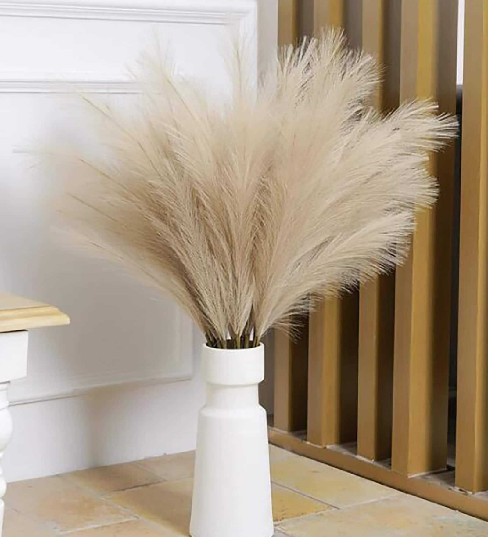 Set Of 6 Brown Plastic Pampas Grass Sticks Artificial Flowers