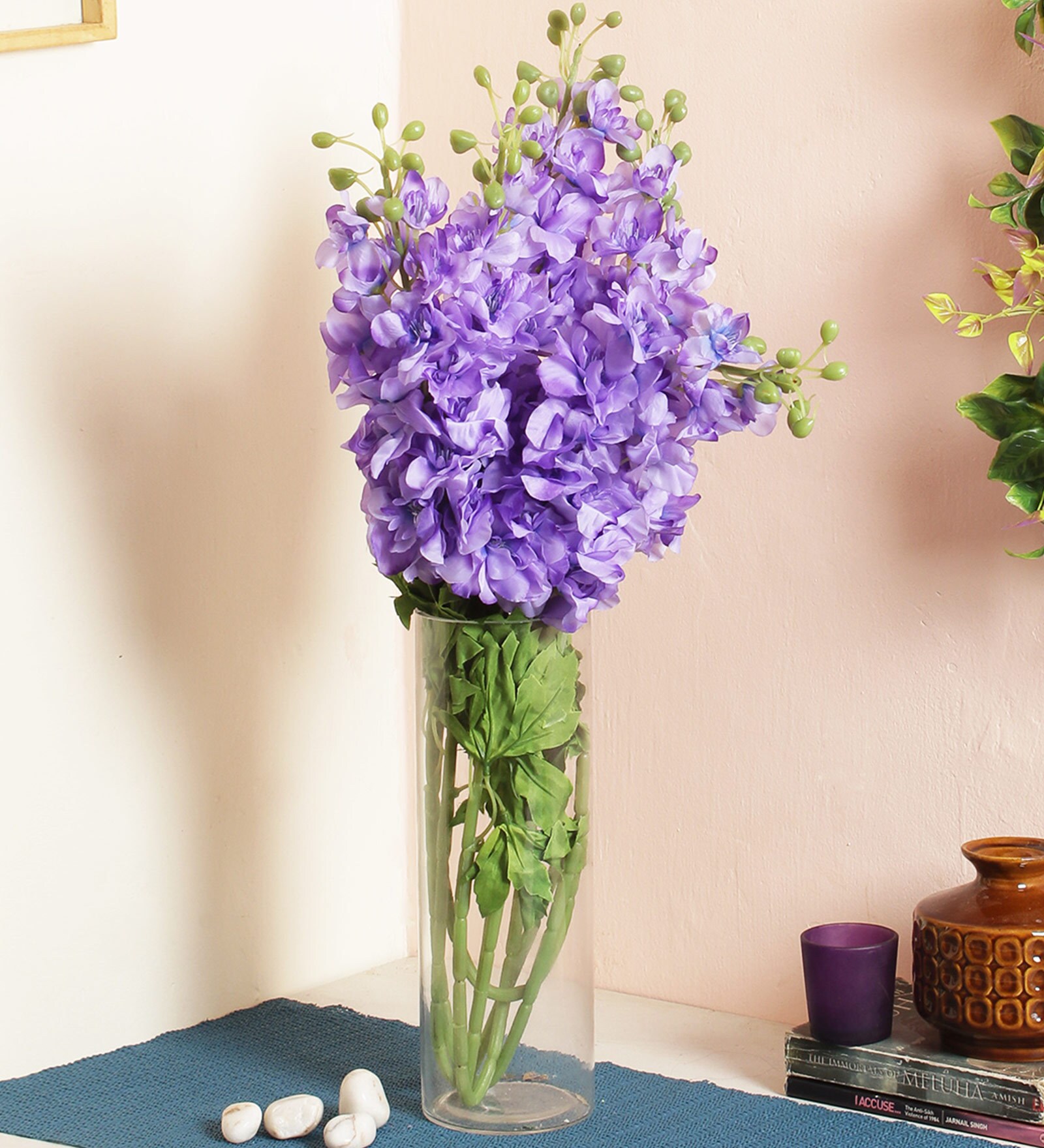 Buy Artificial Fyanco Flower Sticks ( 70 cm Tall, Blue, Set of 4) by