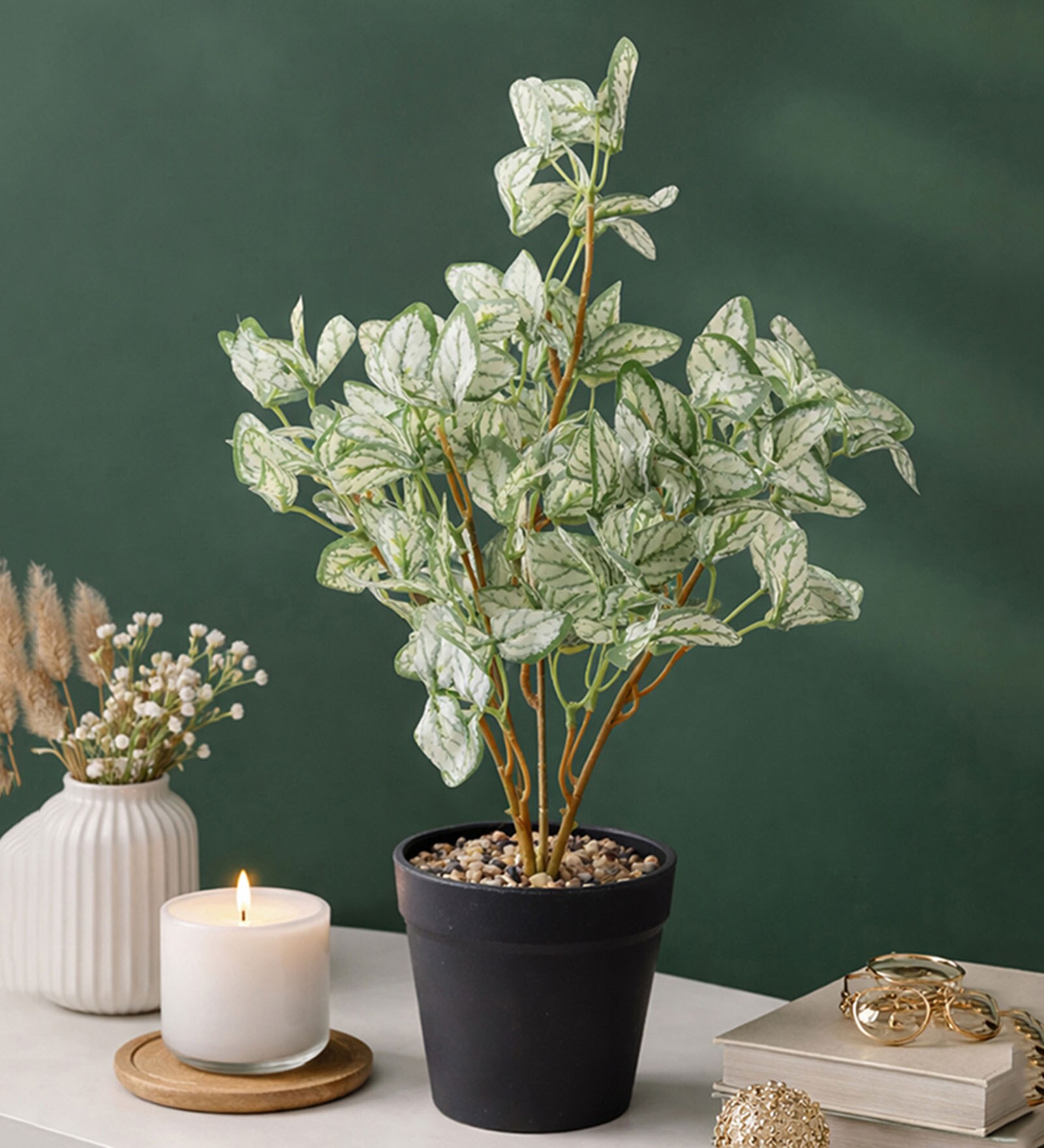 Green Artificial Green Plant Pot