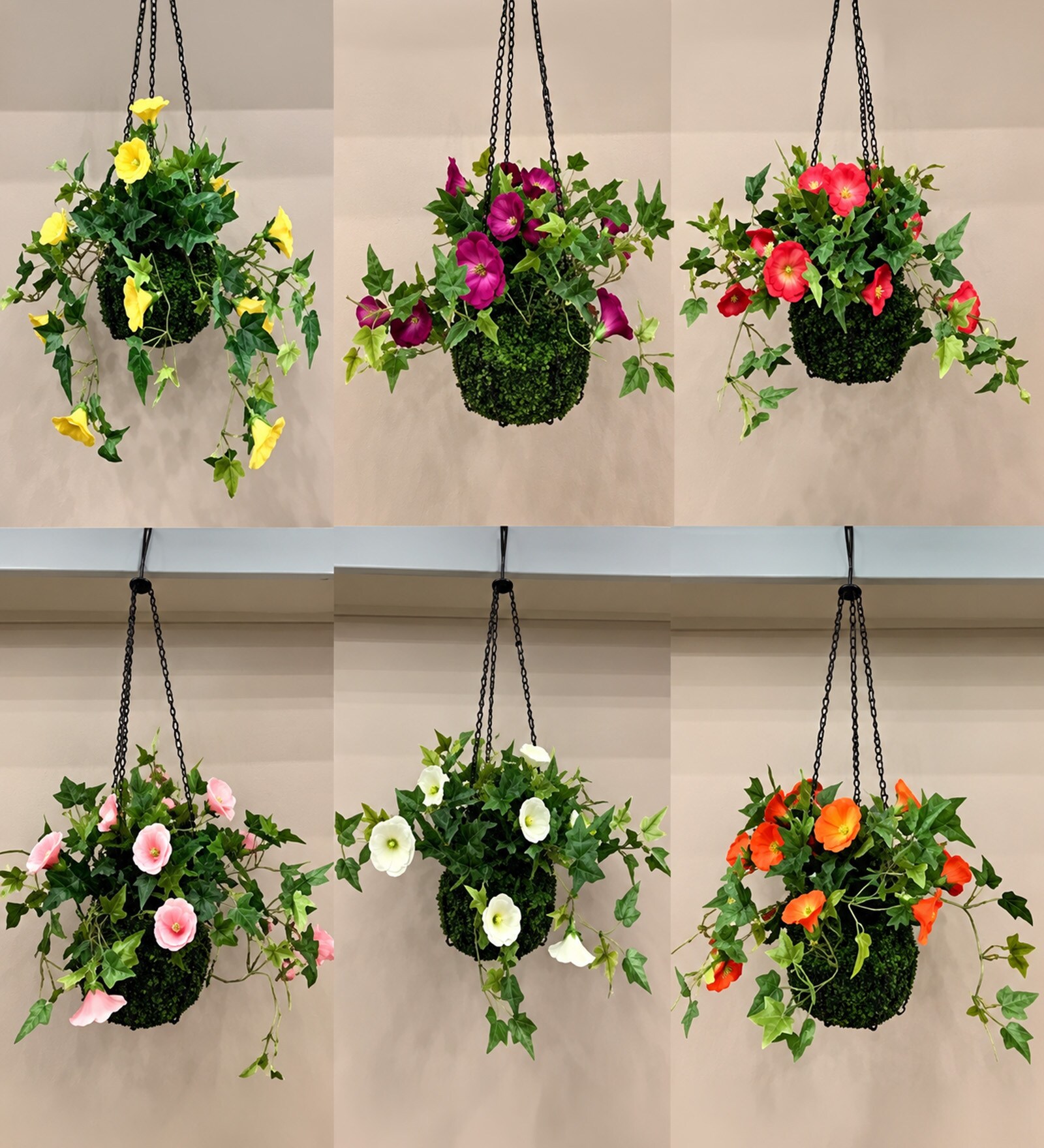 Purple Fabric Artificial Hanging Morning Glory Plant in Basket