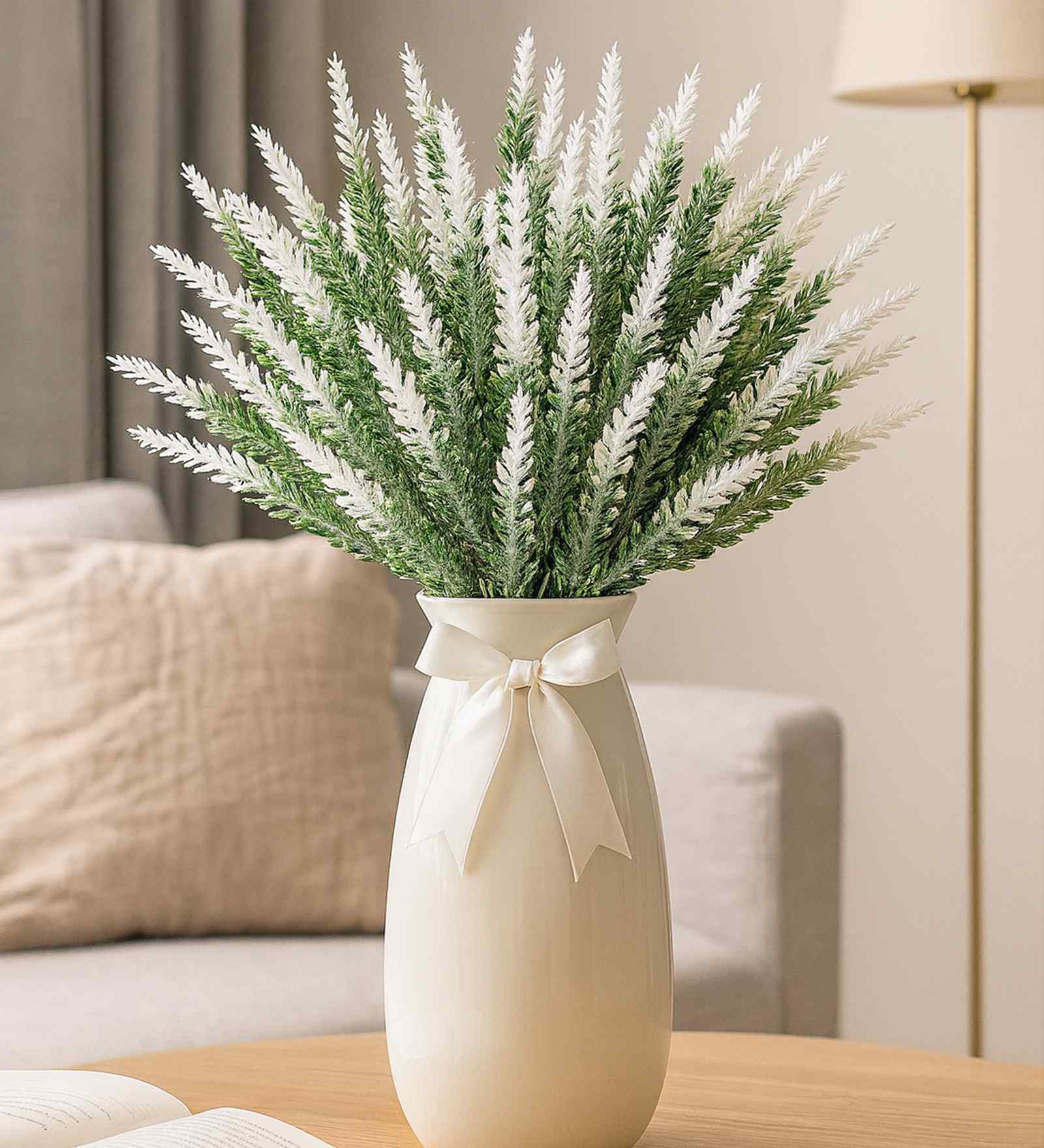 Set Of 4 White Plastic Uv Resistant Artificial Flowerss Plants