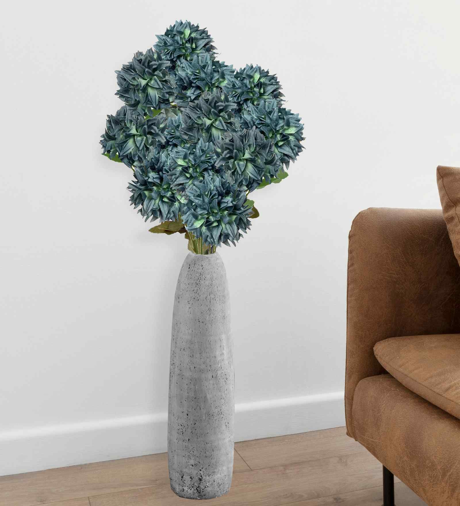 Blue Plastic 2 Sticks Long Chrysanthemum Branches Artificial Flowers Bunch