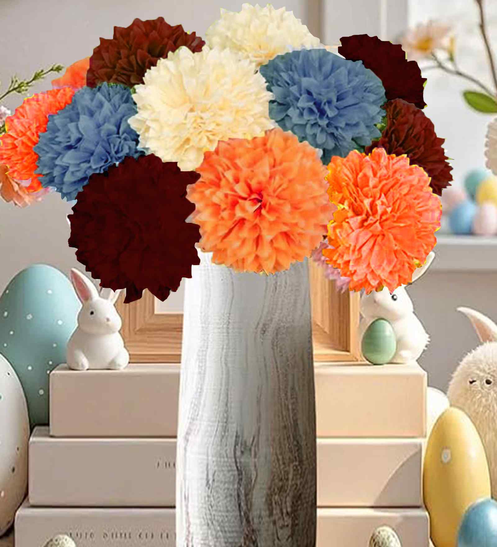 Set Of 4 Multicolor Plastic 2 Sticks Long Chrysanthemum Branches Artificial Flowers Bunch