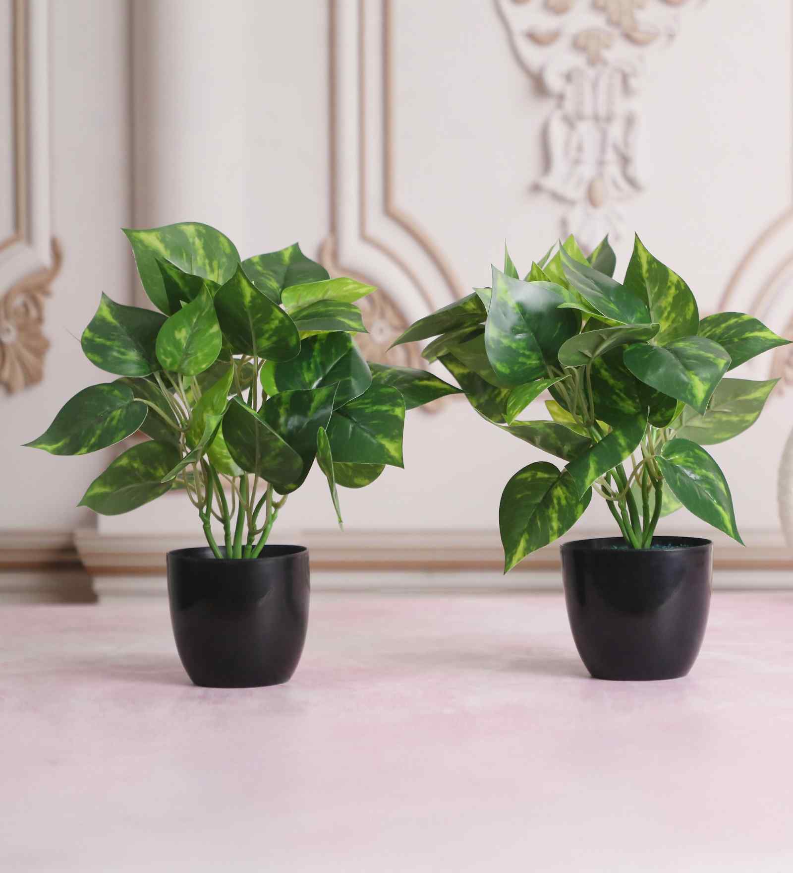 Artificial Money Plant in Black Pot
