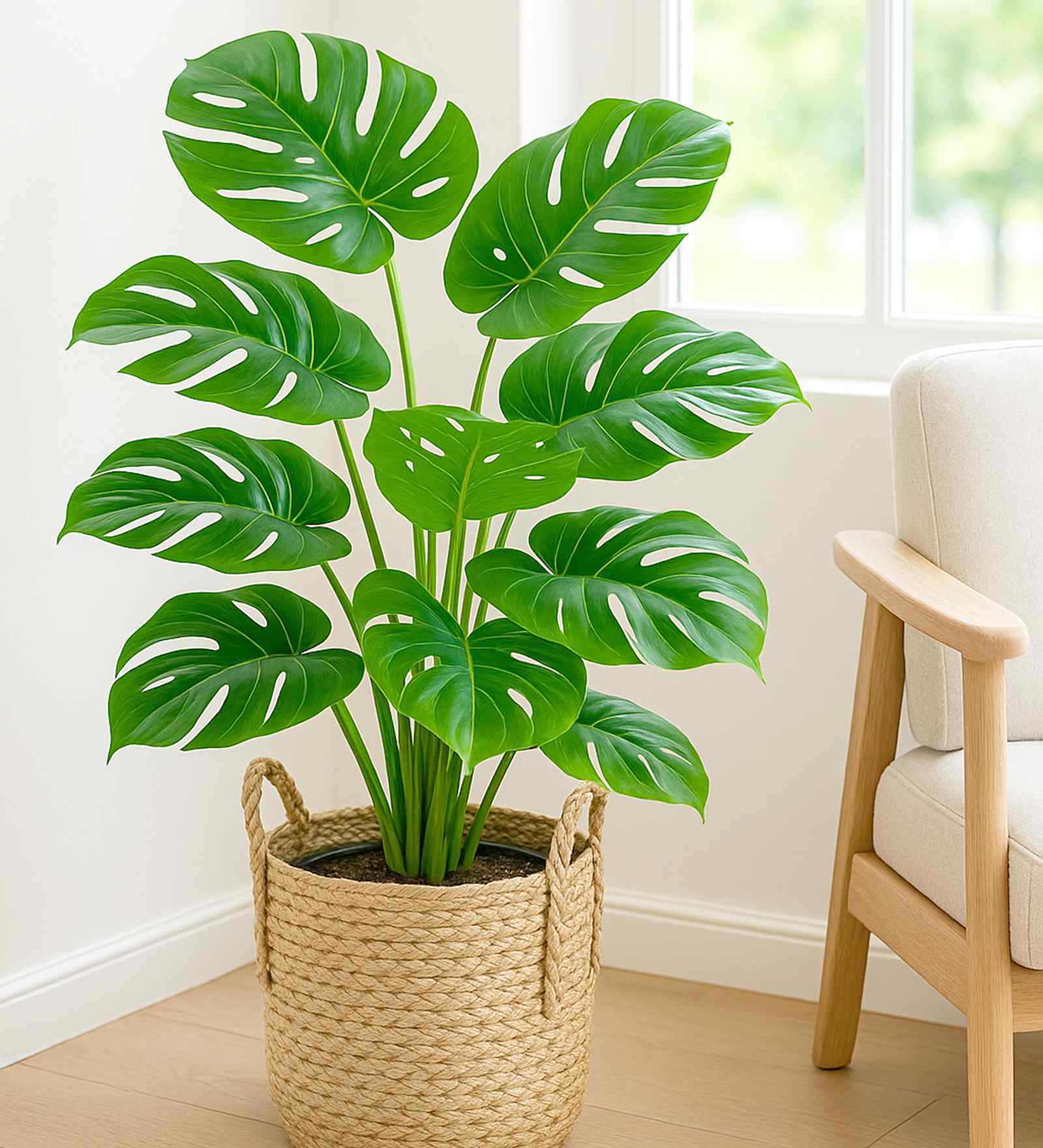 Set Of 4 Green Plastic Palm Plants Artificial Plants