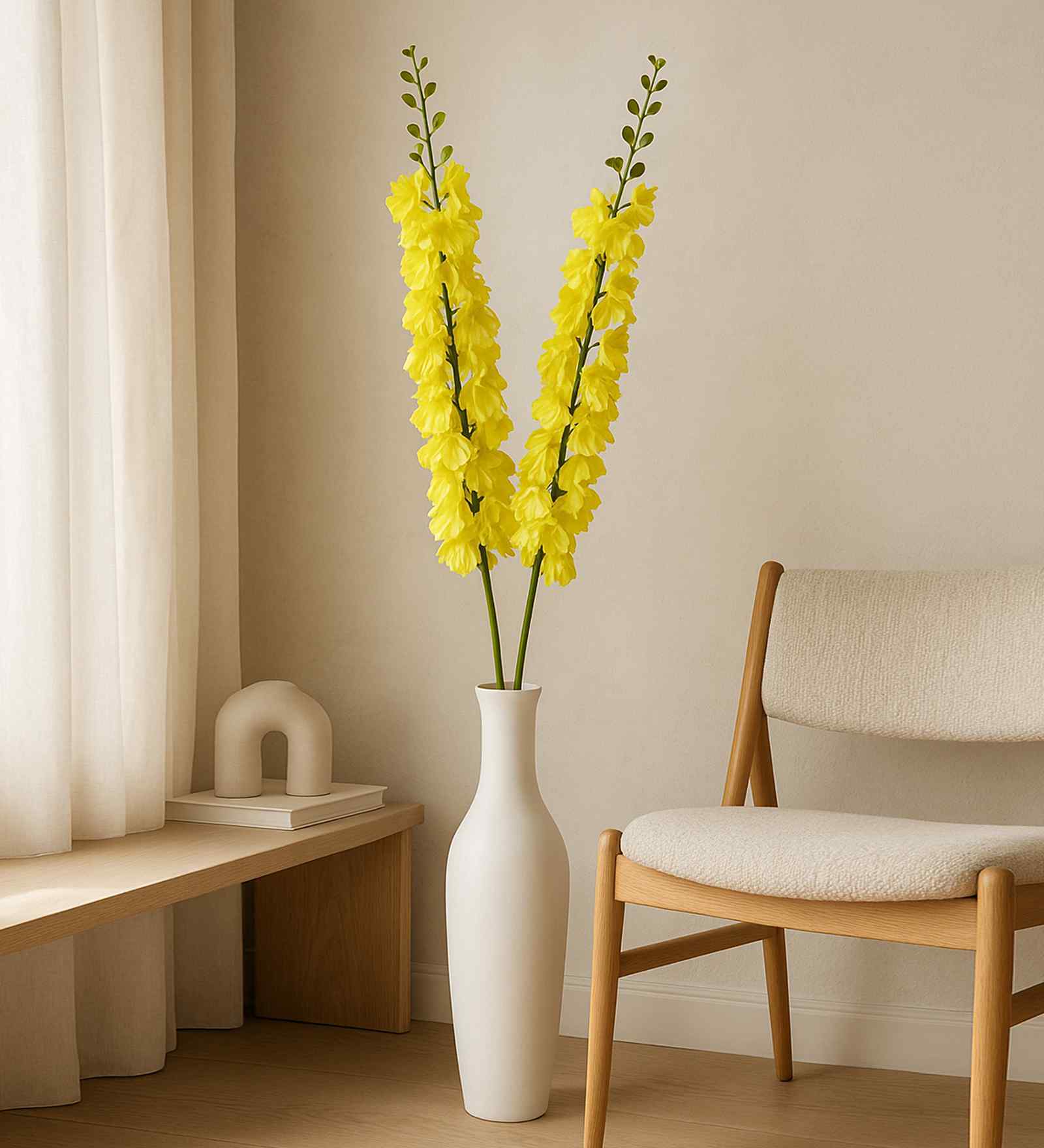 Set Of 2 Yellow Plastic Artificial Flowers