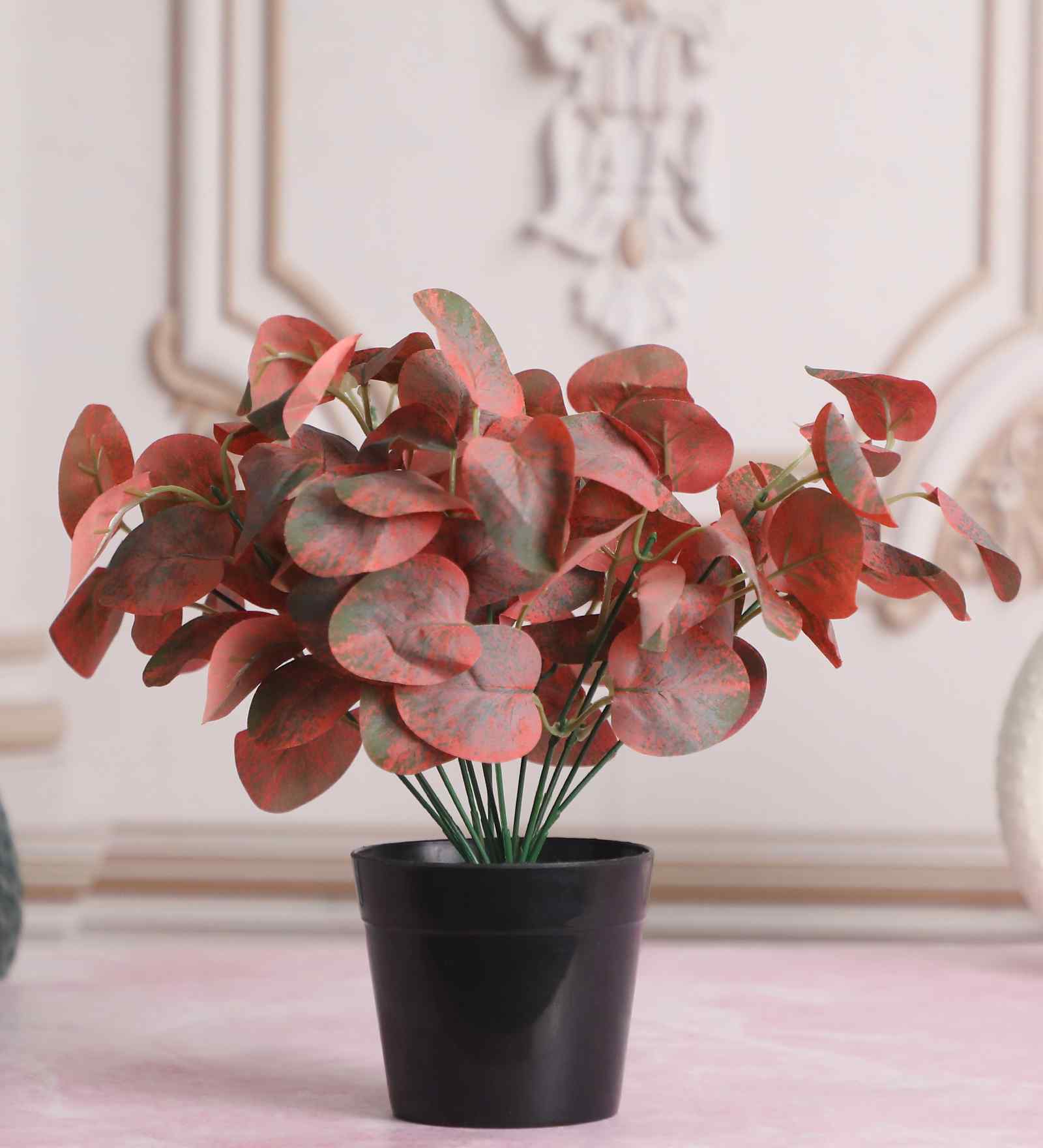 Artificial Red Eucalyptus Plant in Black Pot