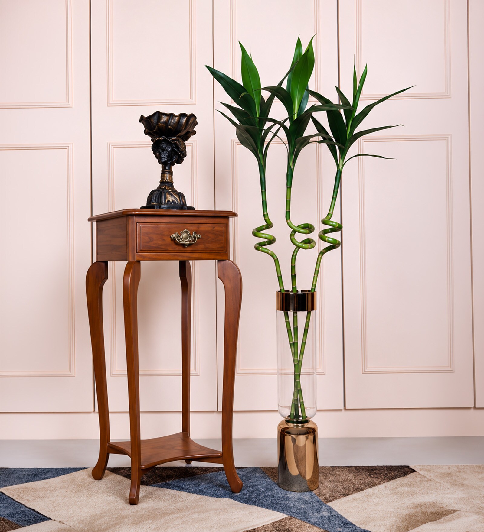 Green Fabric Artificial Spiral Bamboo Sticks
