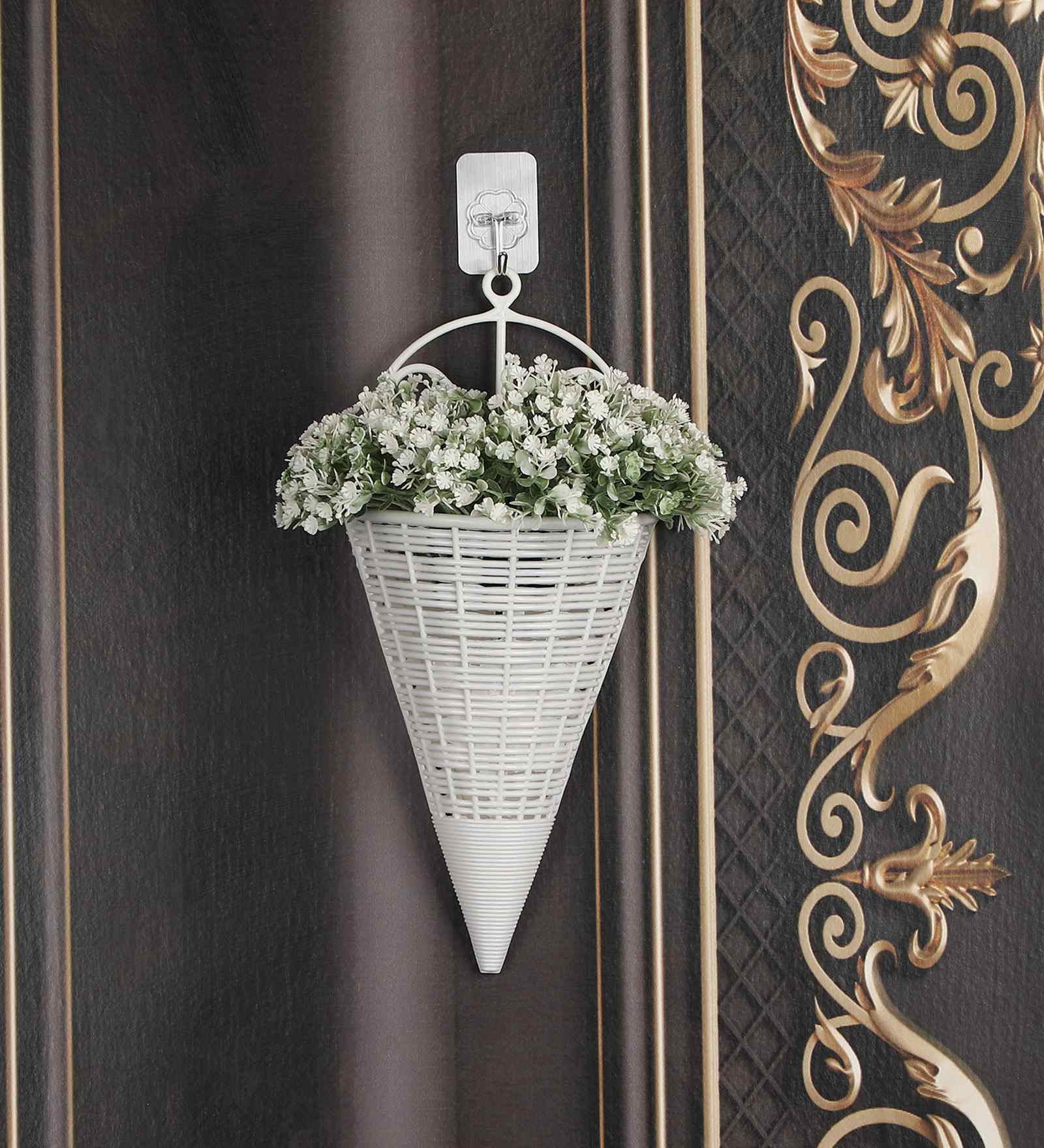 Artificial Wall Plant with Small White Flowers
