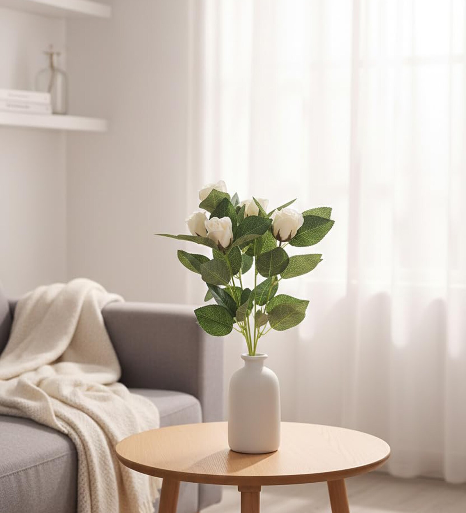 Artificial White Rose Stick