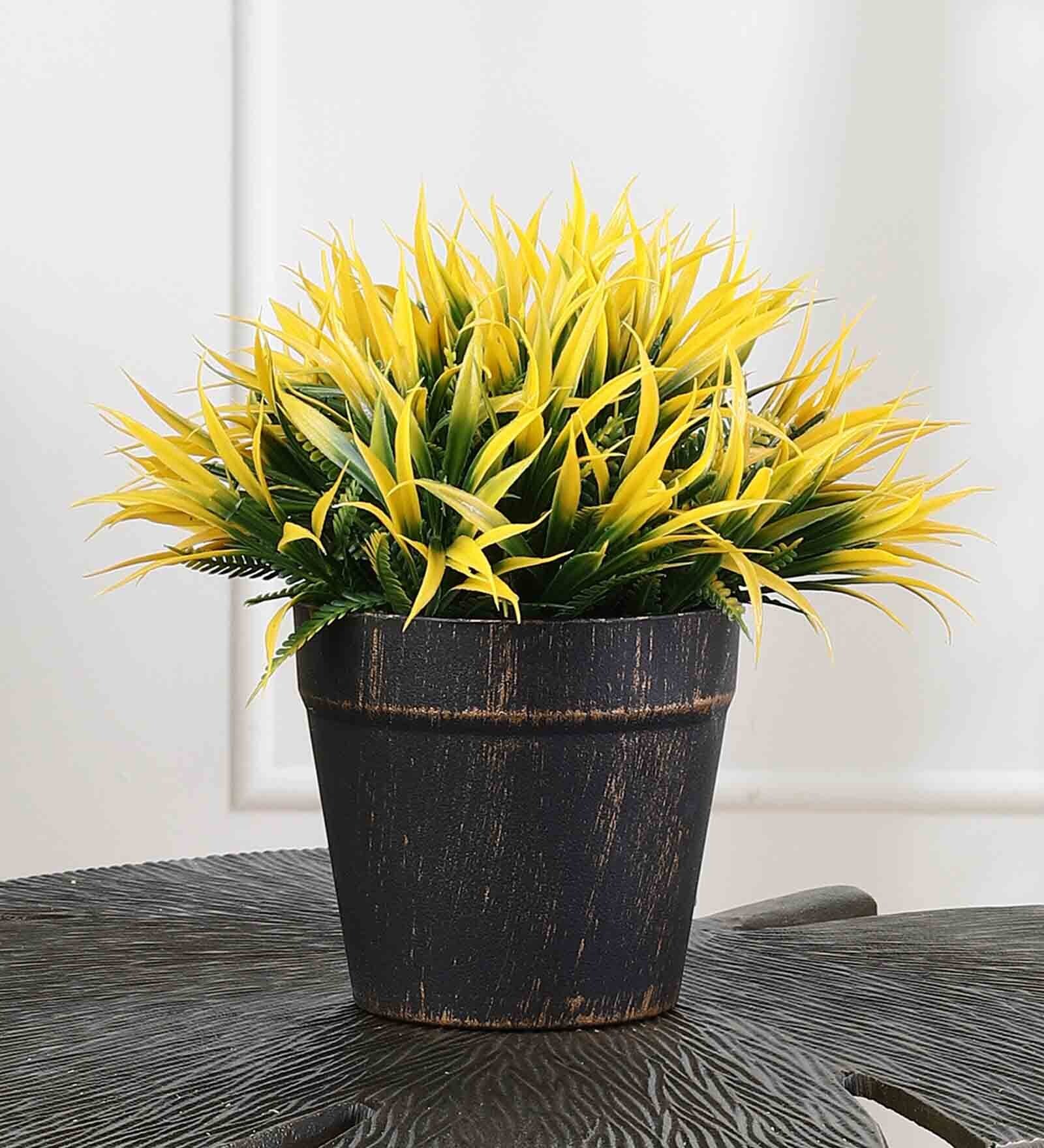 Buy Plastic Artificial Wild Yellow With Pot Artificial Plants at 11