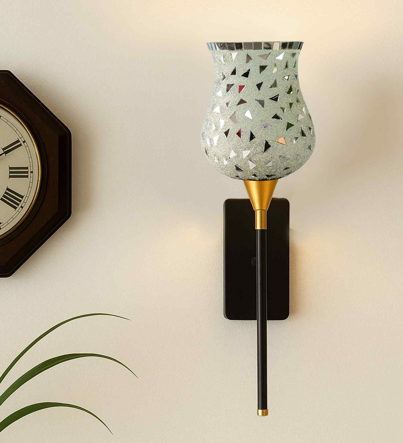 Artisan Handmade Mosaic Glass Wall Light with Metal Base Suitable for Bedroom, Living Room & Dining Room Artisan Handmade Mosaic Glass Wall Light with Metal Base Suitable for Bedroom, Living Room & Dining Room