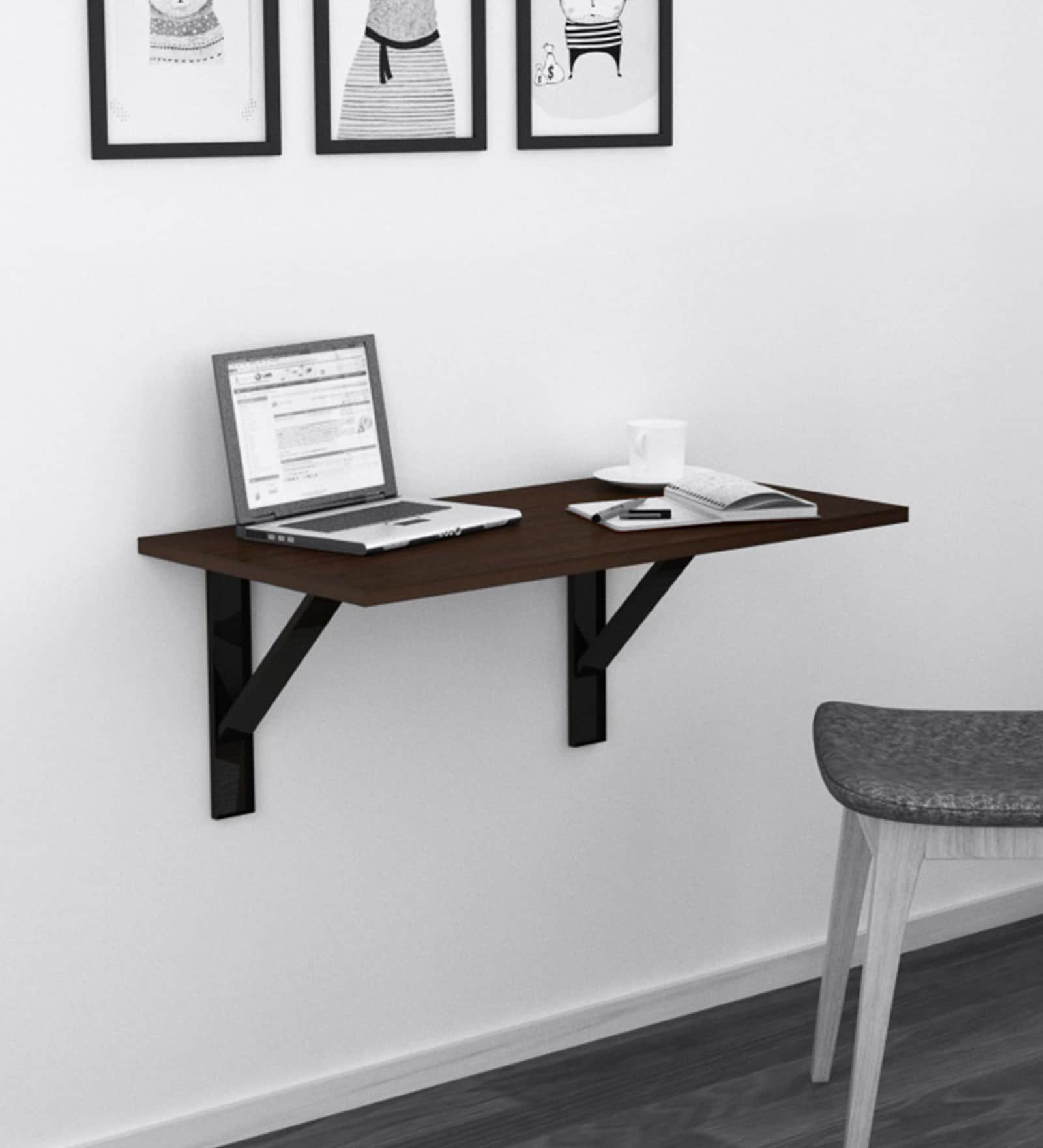 Leonardo Wall Mounted Table in African Oak Finish