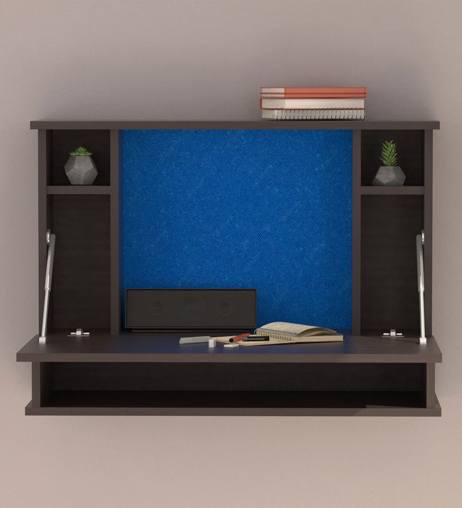 Artist Metal Wall Mounted Table in African Oak Finish
