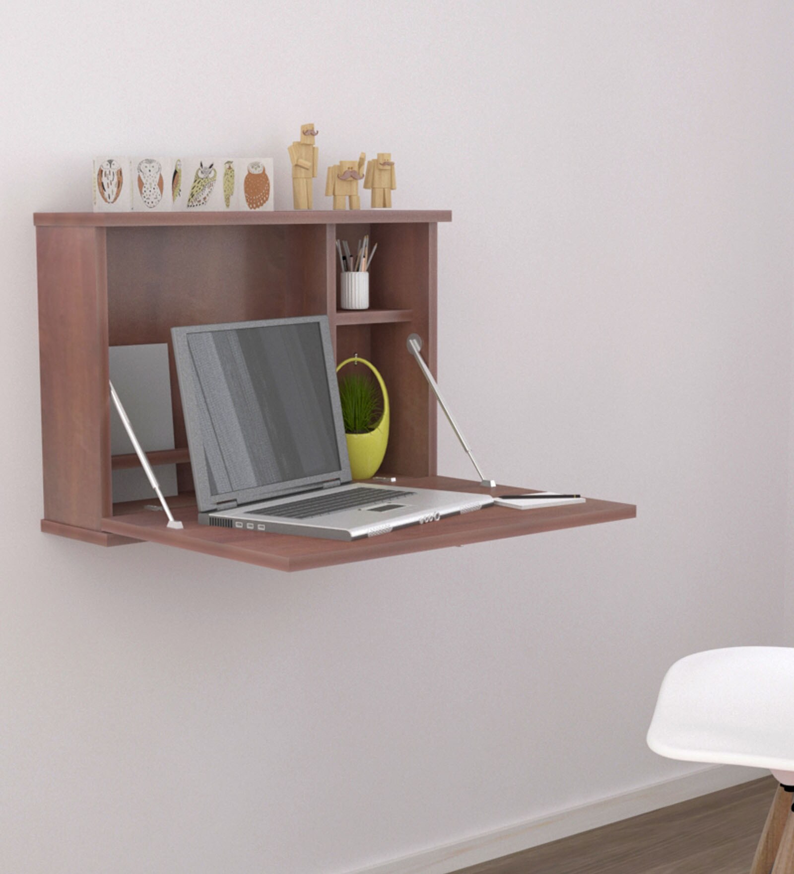 Artist Metal Wall Mounted Table in Light African Oak Finish