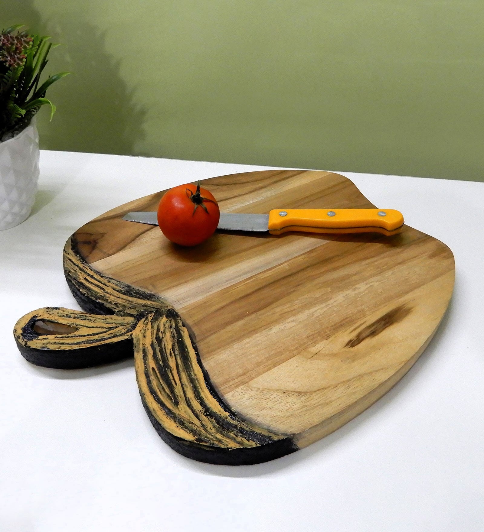 Artistic shape handmade Natural Brown  Handpainted  Wood   Chopping Board