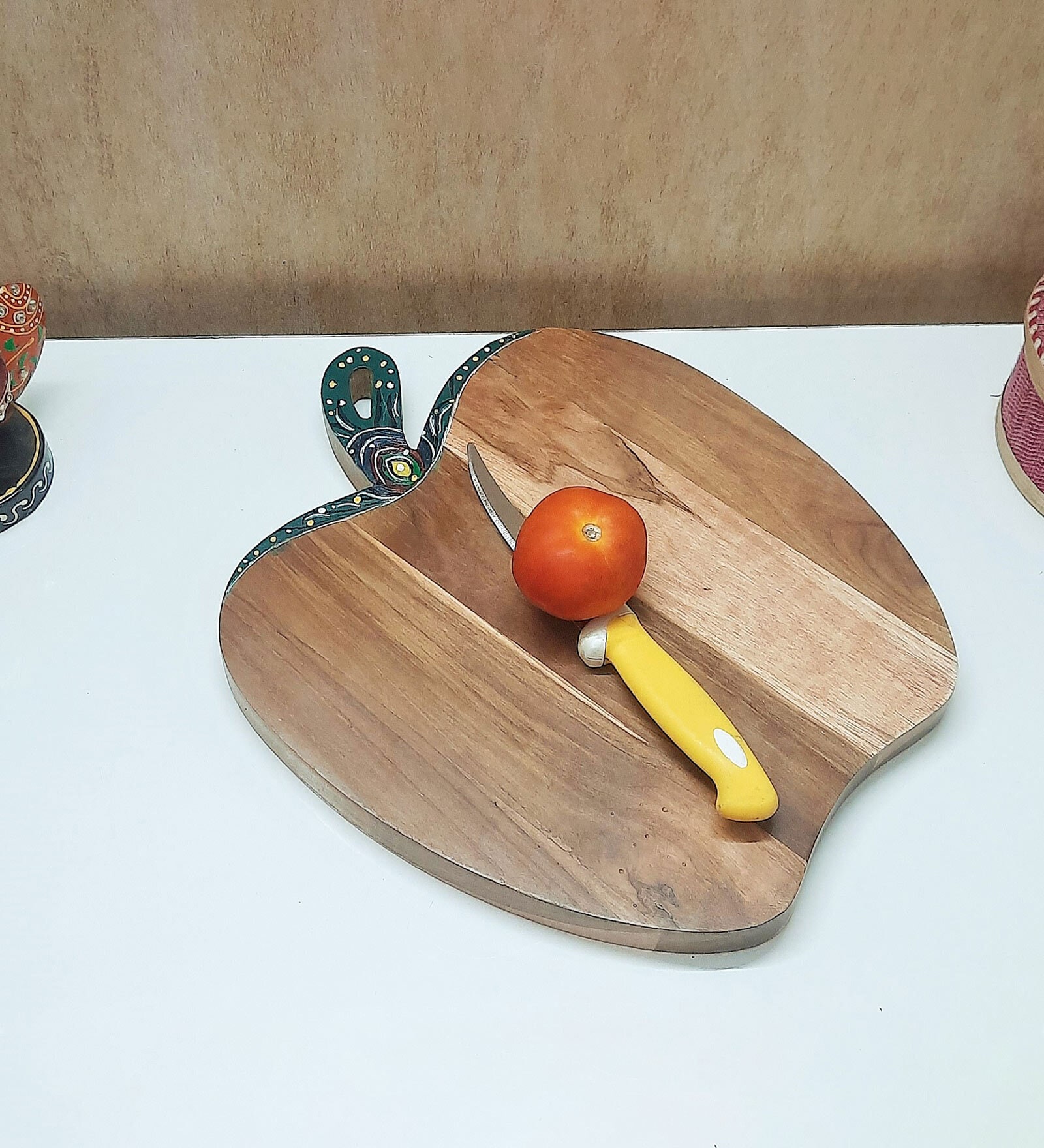 Artistic shape handmade Natural Brown  Handpainted  Wood   Chopping Board