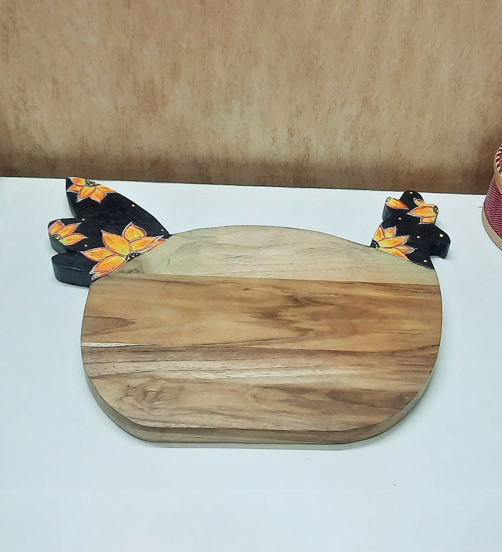 Artistic shape handmade Natural Brown  Handpainted  Wood   Chopping Board