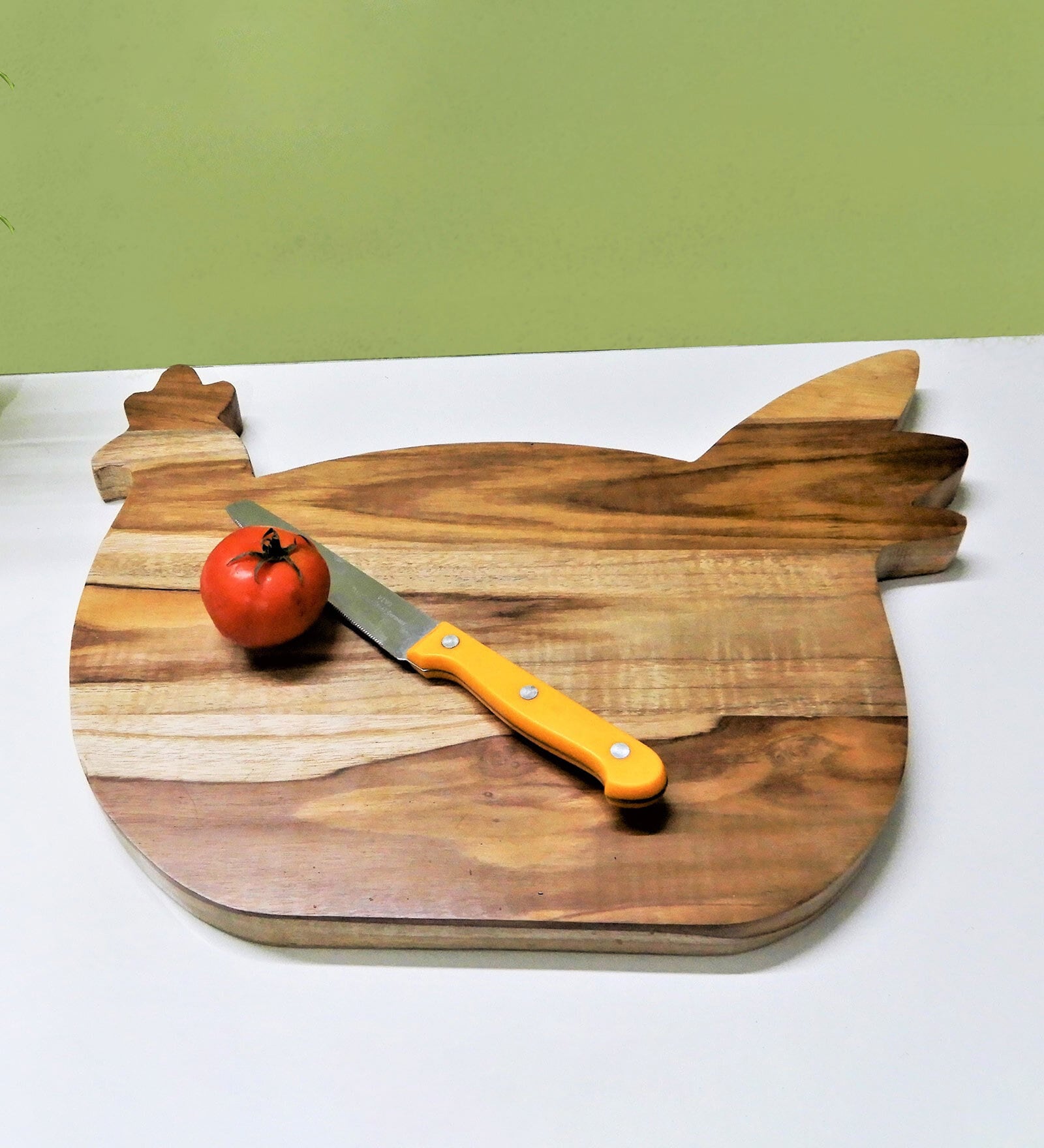 Artistic shape Natural Brown  Handpainted Wood Chopping Board