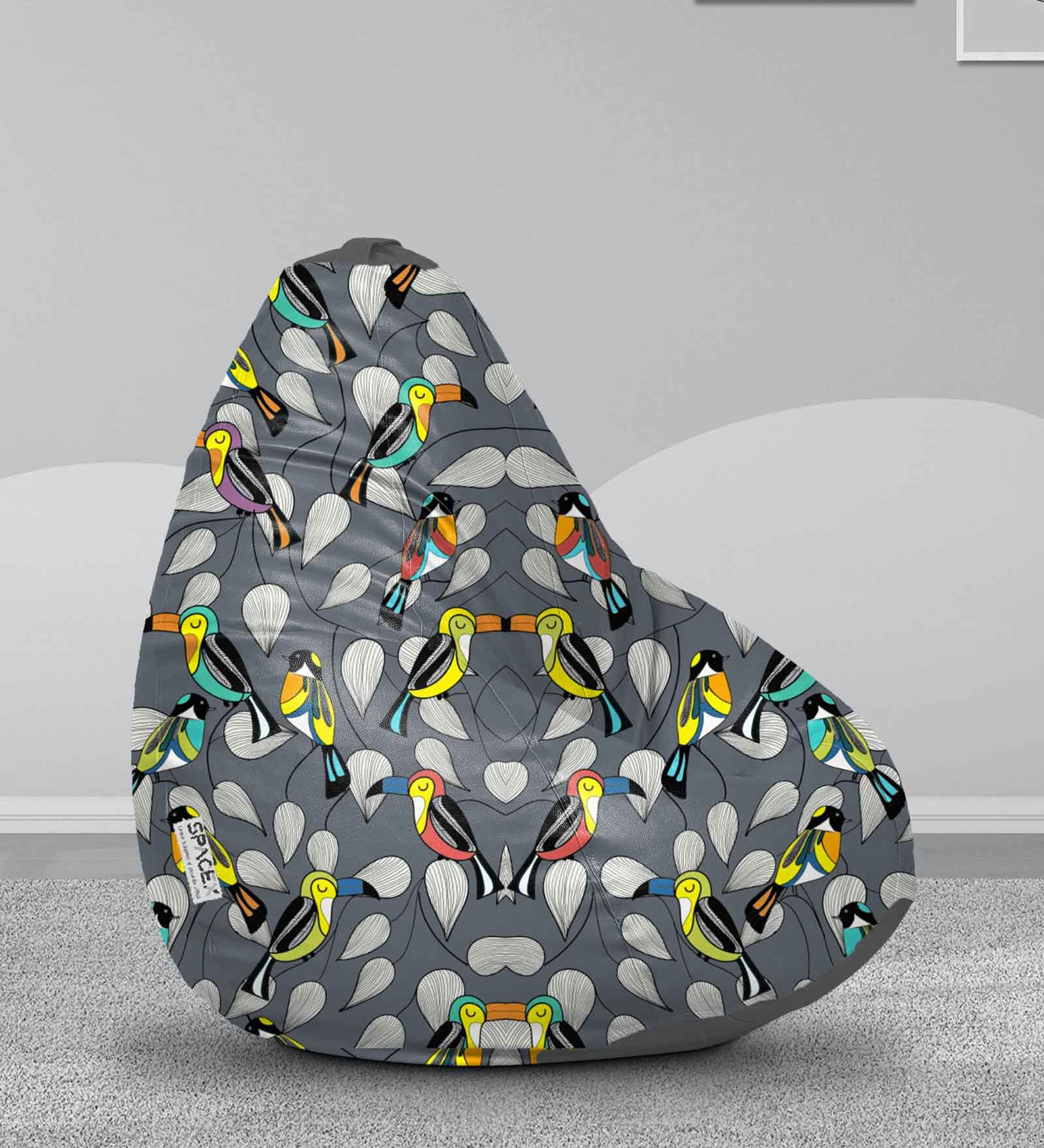 Artsy Butterfly Leatherette Kids Bean Bag with Beans in Multi Colour Artsy Butterfly Leatherette Kids Bean Bag with Beans in Multi Colour