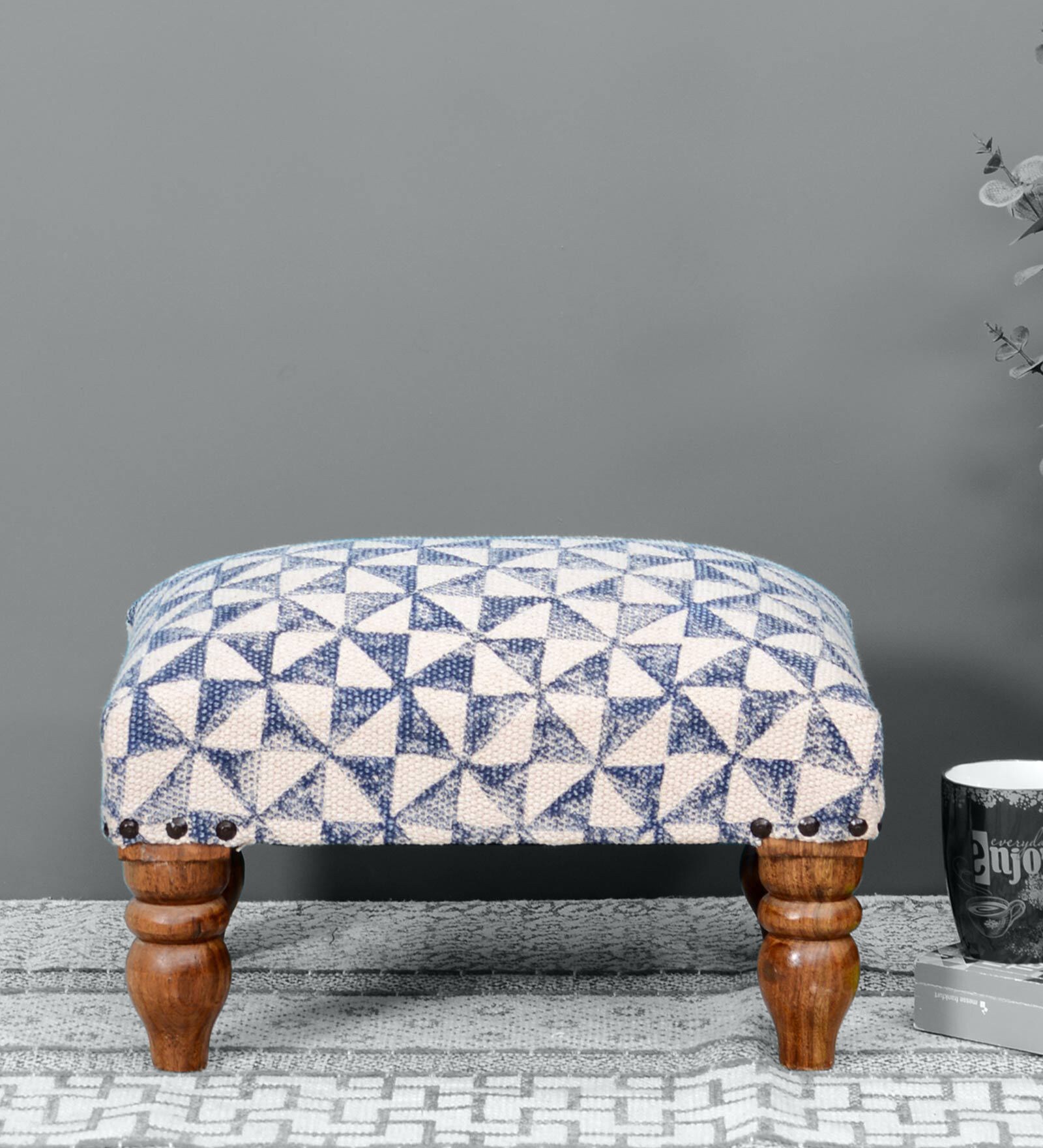 Arya Foot Stool in Blue Colour