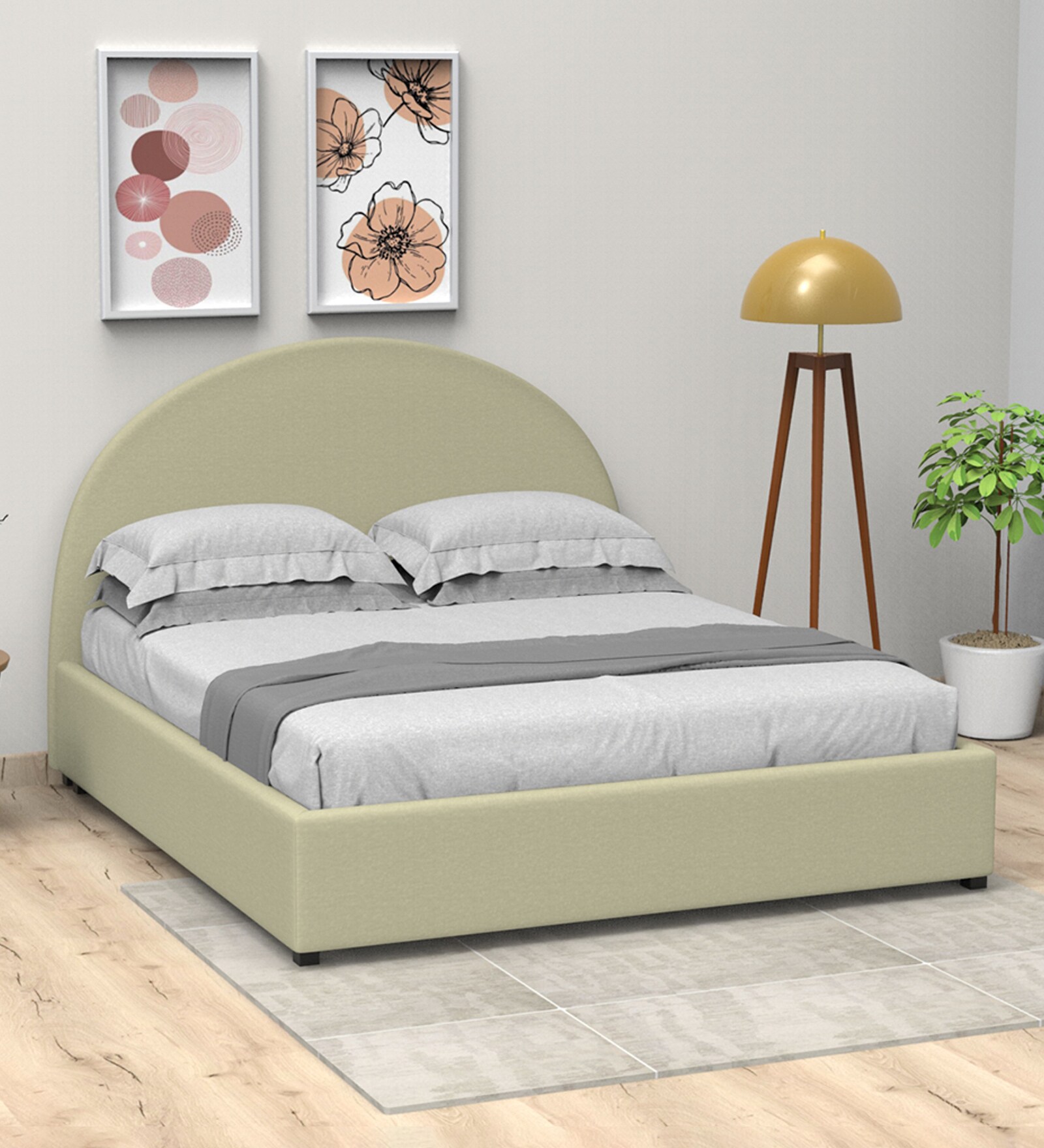 Buy Arya Velvet Queen Size Bed in Beige Colour at 100 OFF by Citraa