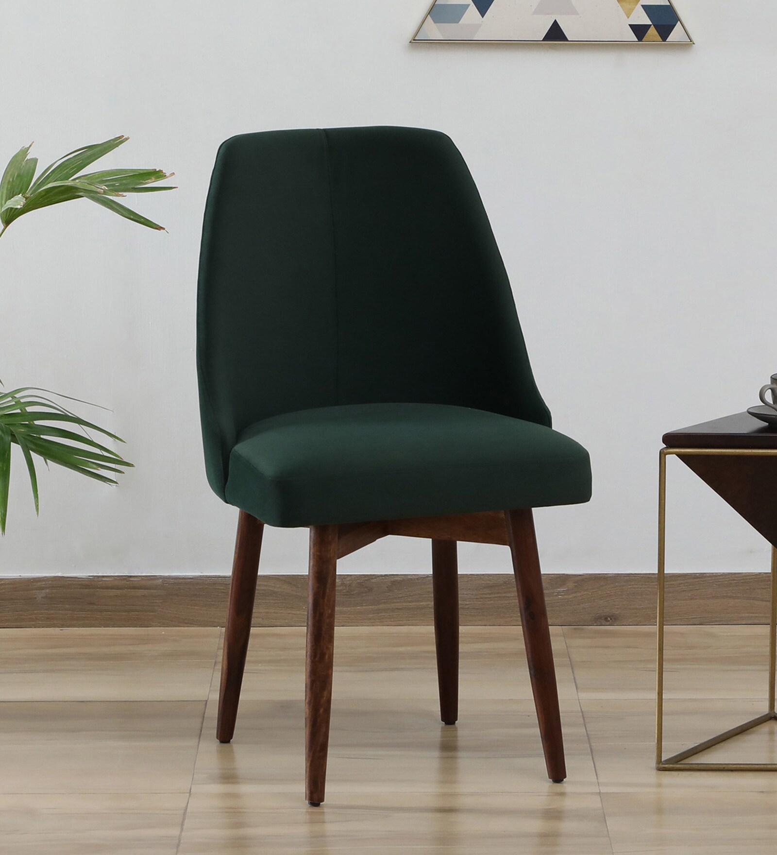 Aryo Fabric Dining Chair In Scratch Resistant Green Colour