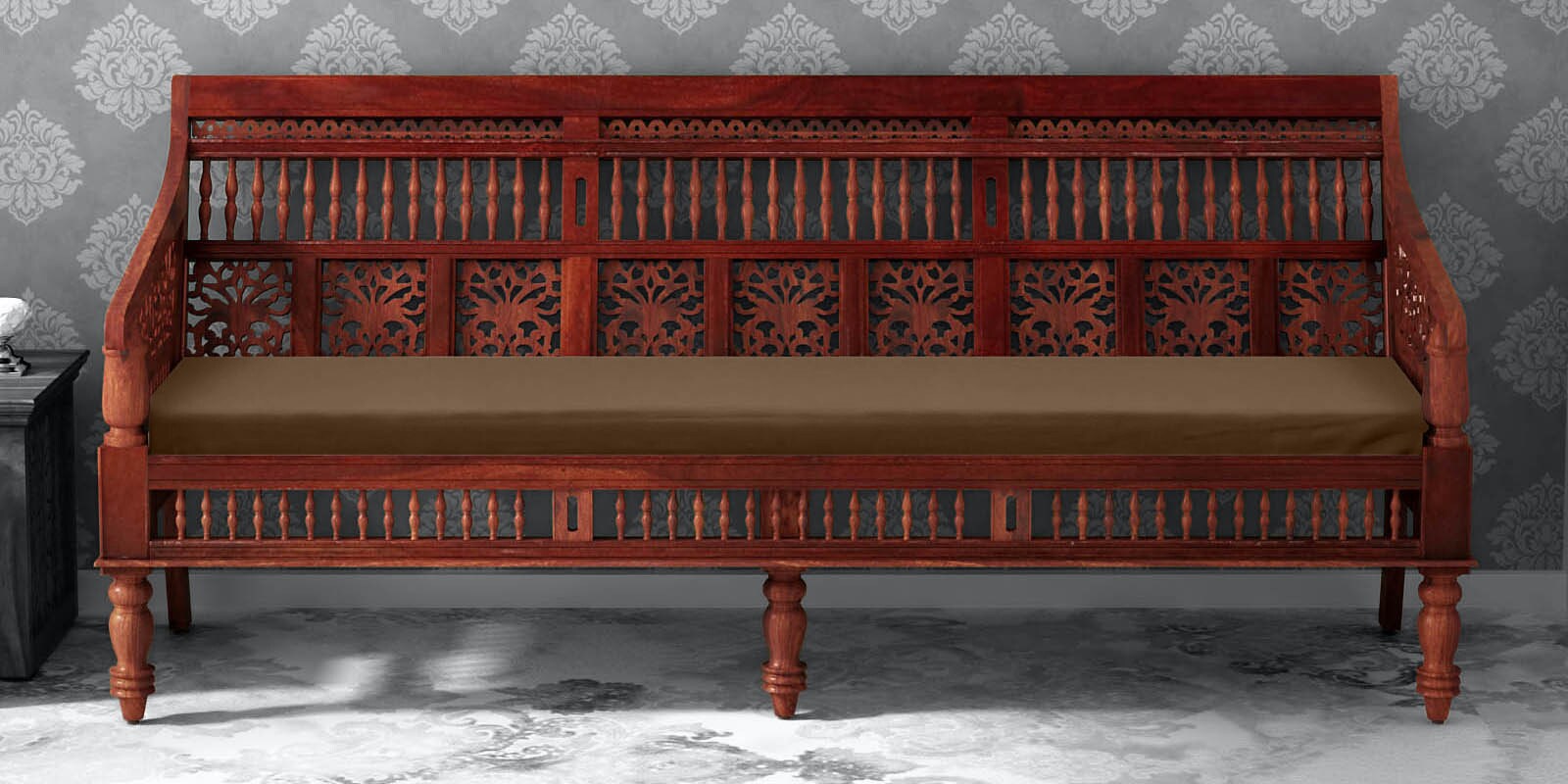 Buy Aramika Solid Wood 3 Seater Sofa In Honey Oak Finish By Mudramark Online Traditional Sofa