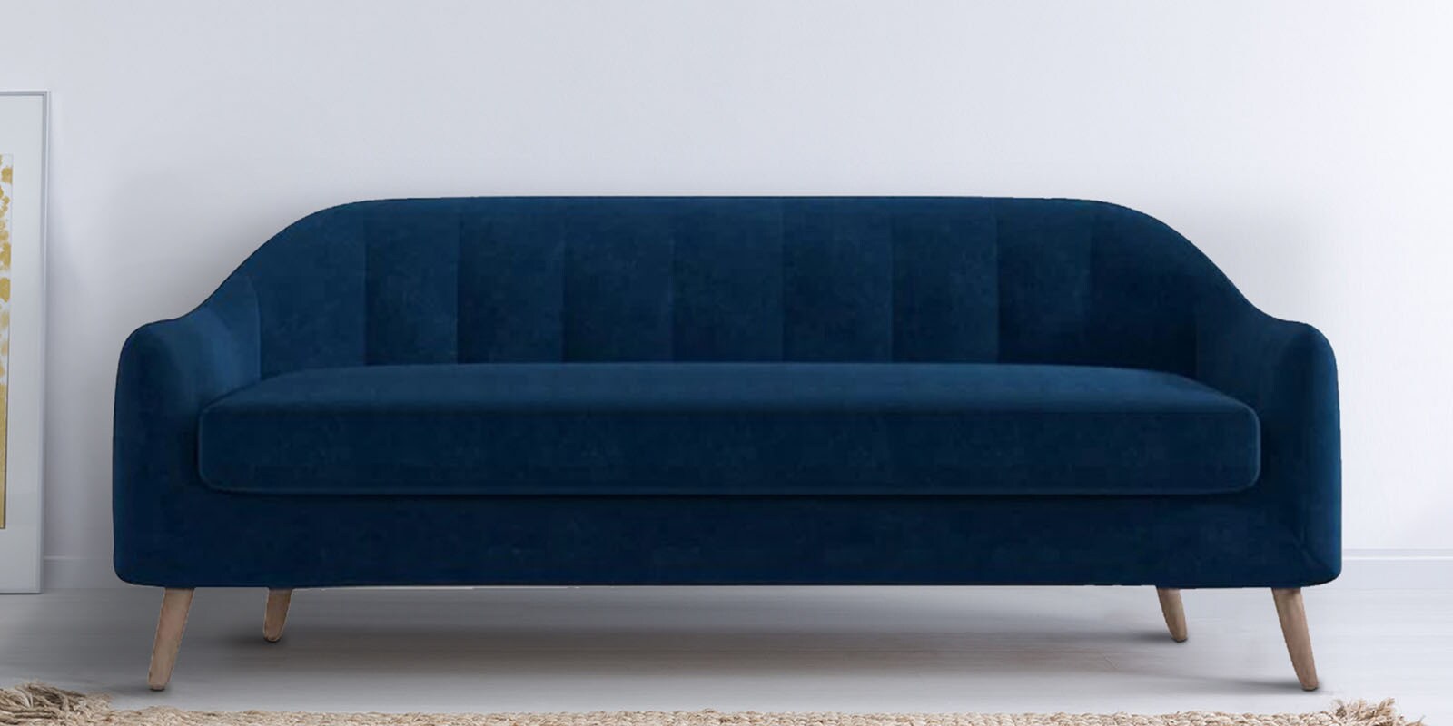 Aria Velvet 3 Seater Sofa in Blue Colour
