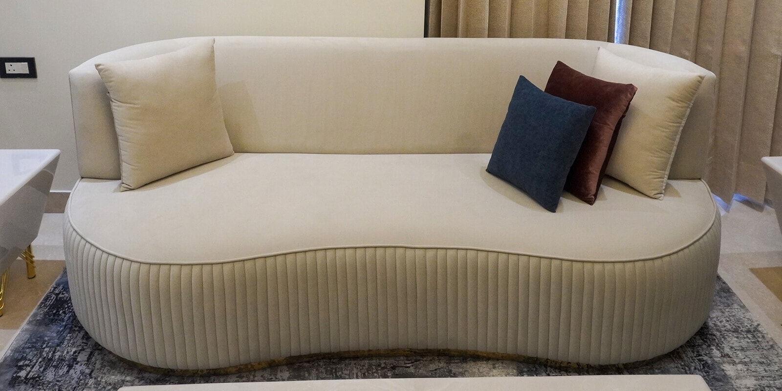 Aridne 3 Seater Upholstered Fabric Sofa in White Colour